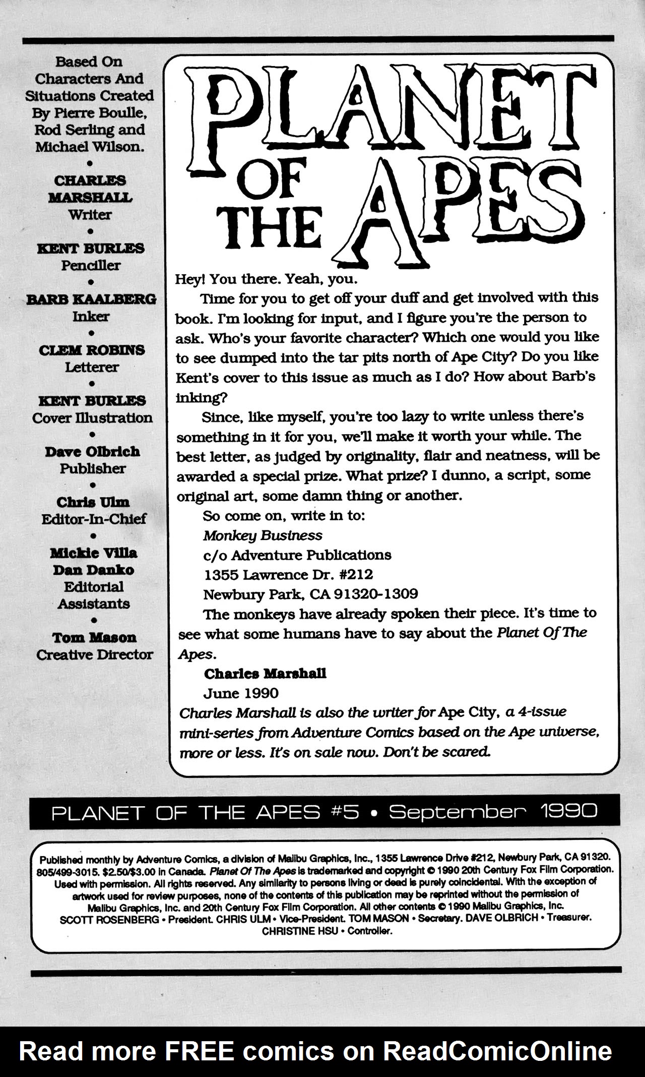 Read online Planet of the Apes (1990) comic -  Issue #5 - 2