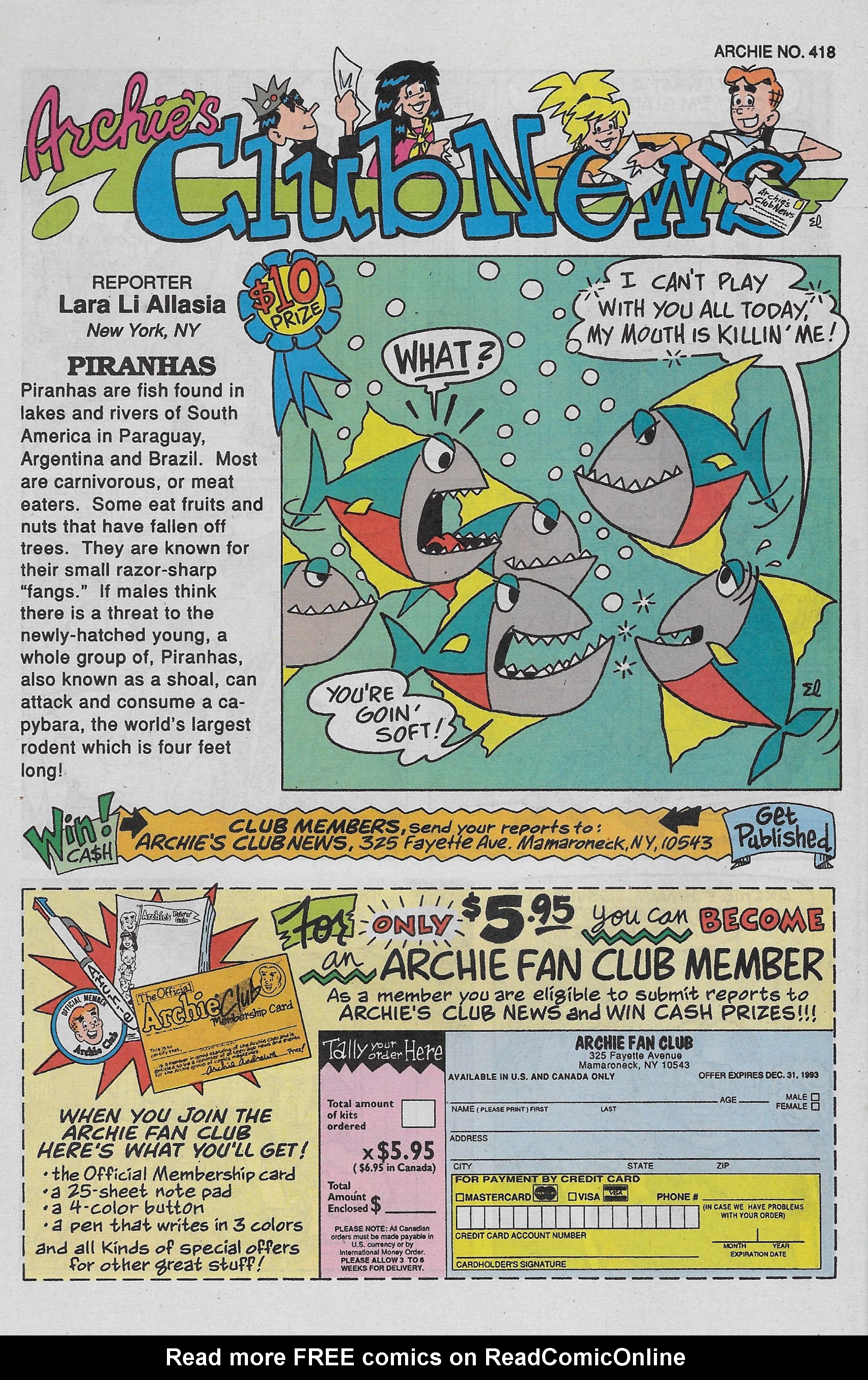 Read online Archie (1960) comic -  Issue #418 - 34