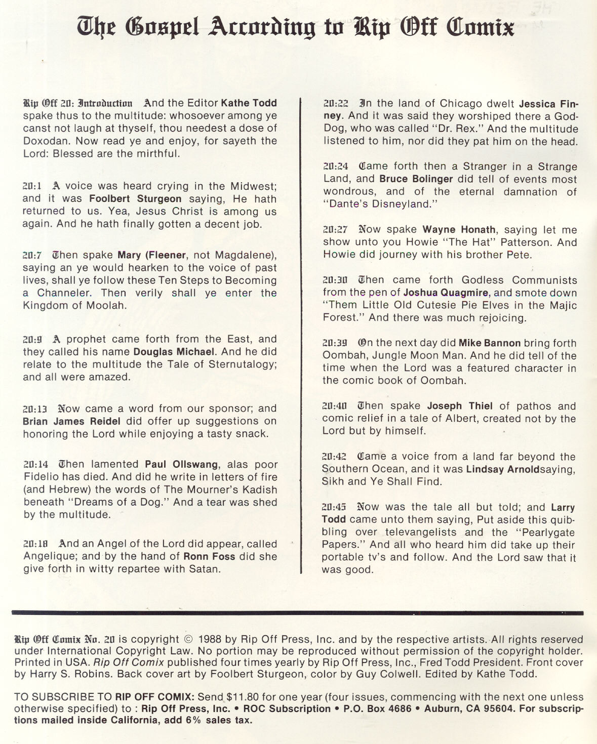 Read online Rip Off Comix comic -  Issue #20 - 2