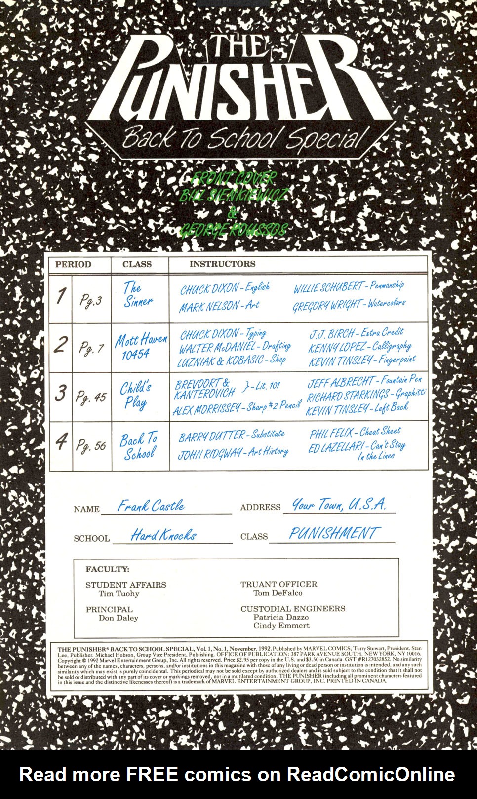 Read online The Punisher Back to School Special comic -  Issue #1 - 2