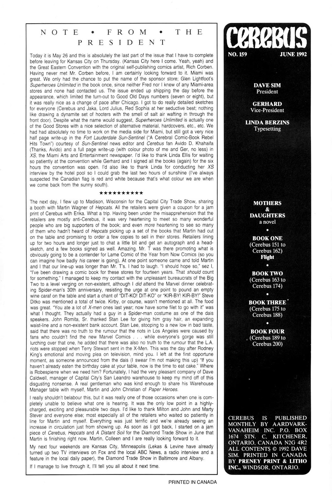 Cerebus Issue #159 #158 - English 2 Cerebus Issue #159 #158 - English 2