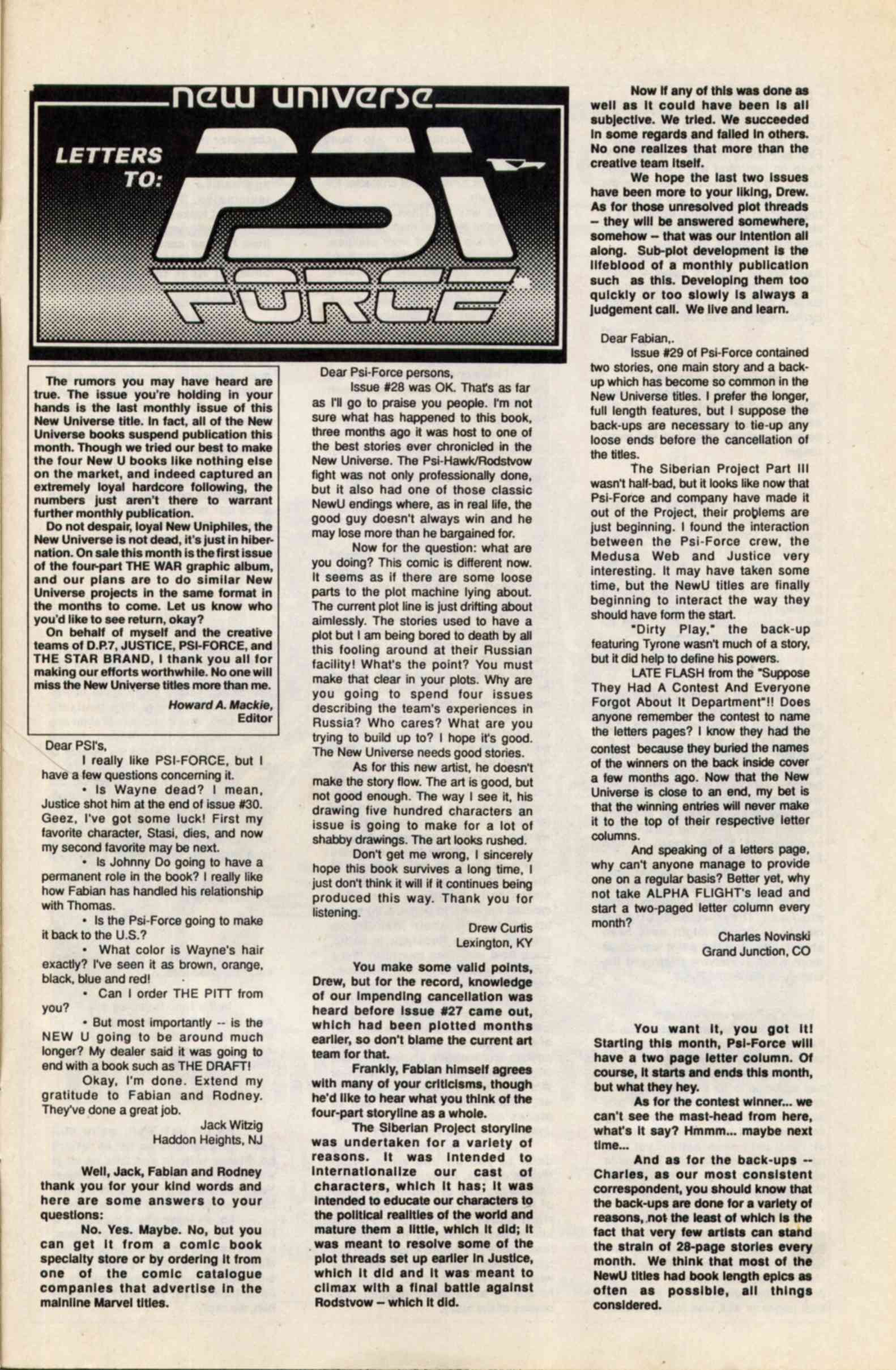 Read online Psi-Force comic -  Issue #32 - 31