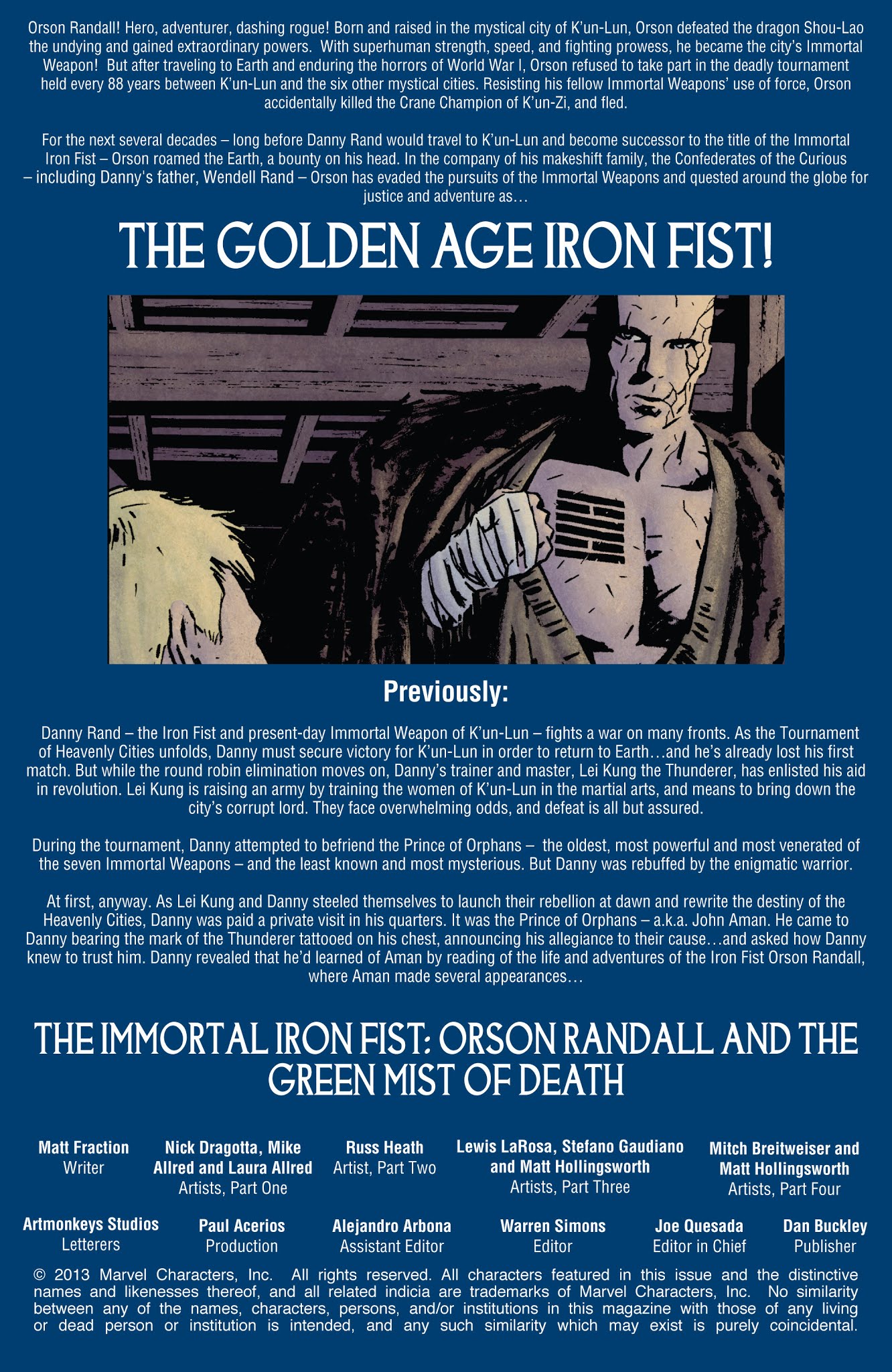 Read online The Immortal Iron Fist: Orson Randall and The Green Mist of Death comic -  Issue # Full - 2