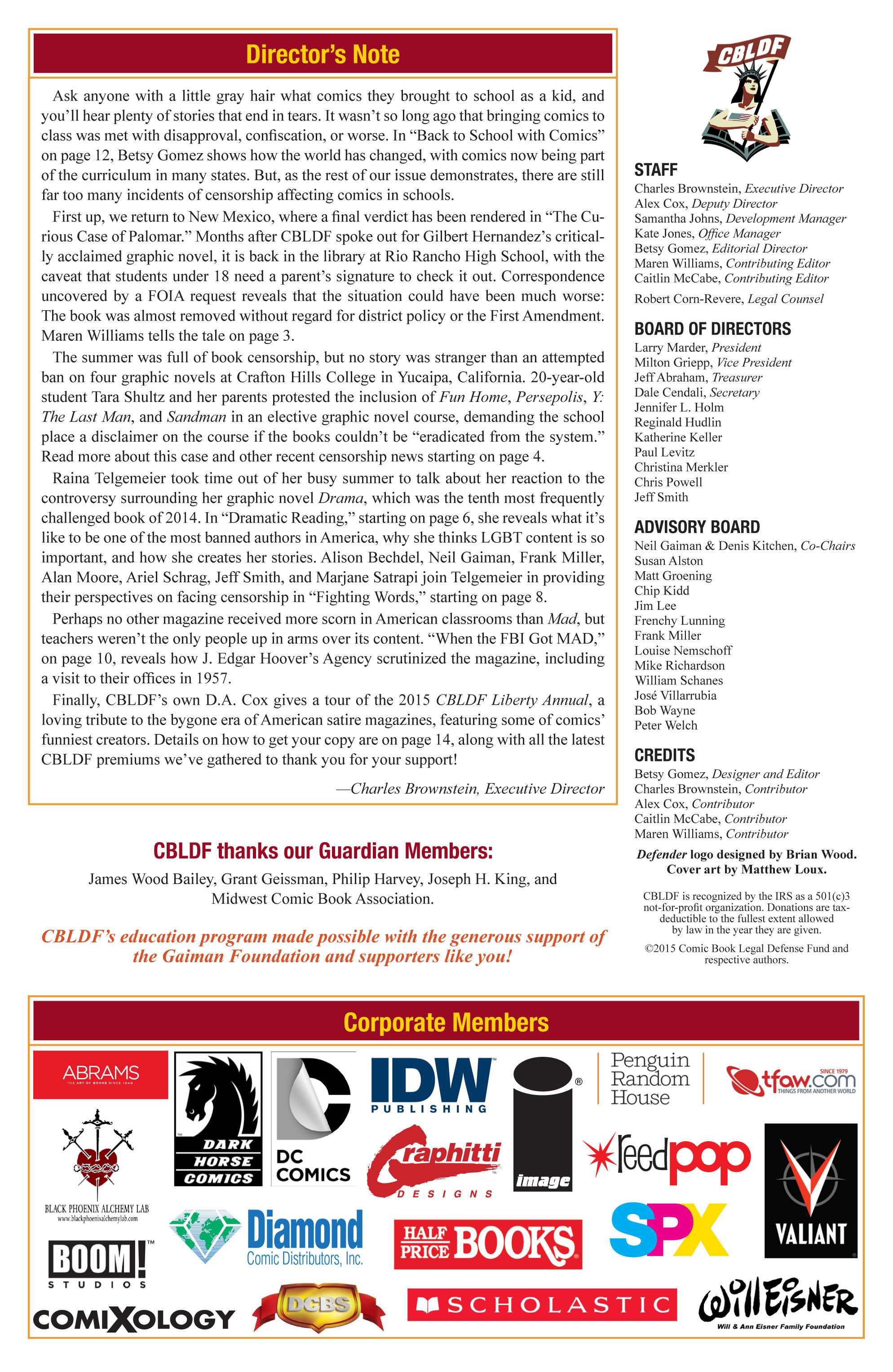 Read online CBLDF Defender comic -  Issue #3 - 2