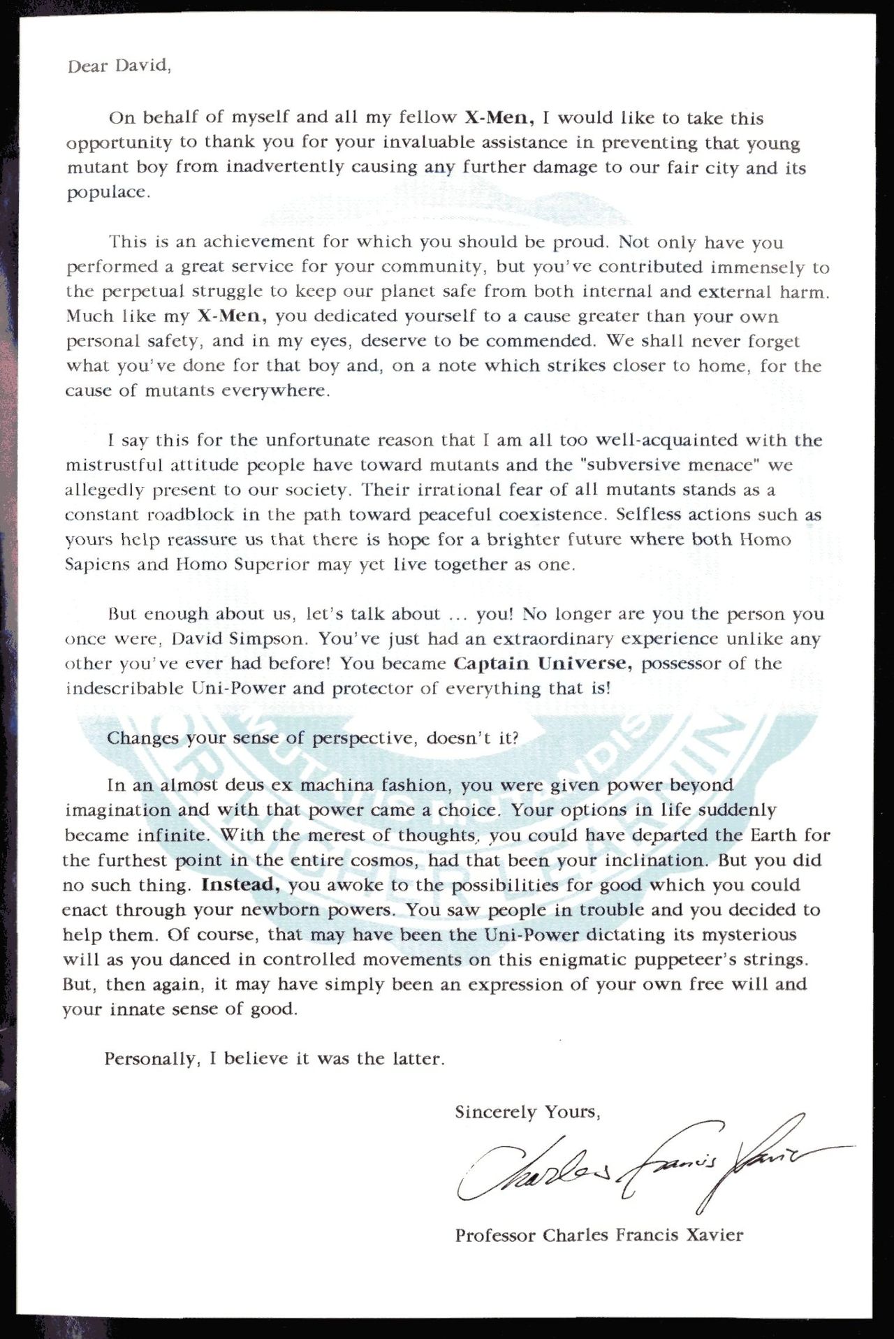 Read online The X-Men And Captain Universe: Sleeping Giants comic -  Issue # Full - 35