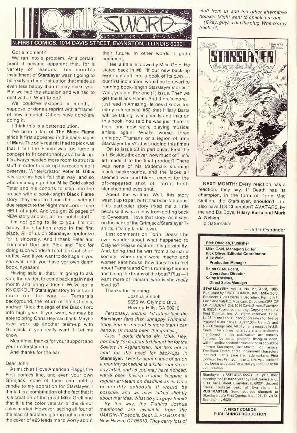 Read online Starslayer comic -  Issue #27 - 2