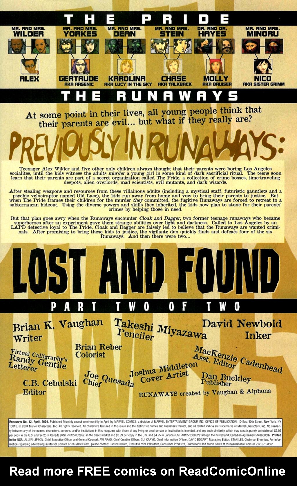 Read online Runaways (2003) comic -  Issue #12 - 2