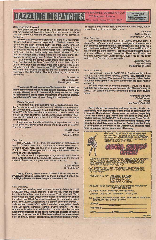 Read online Dazzler (1981) comic -  Issue #17 - 22