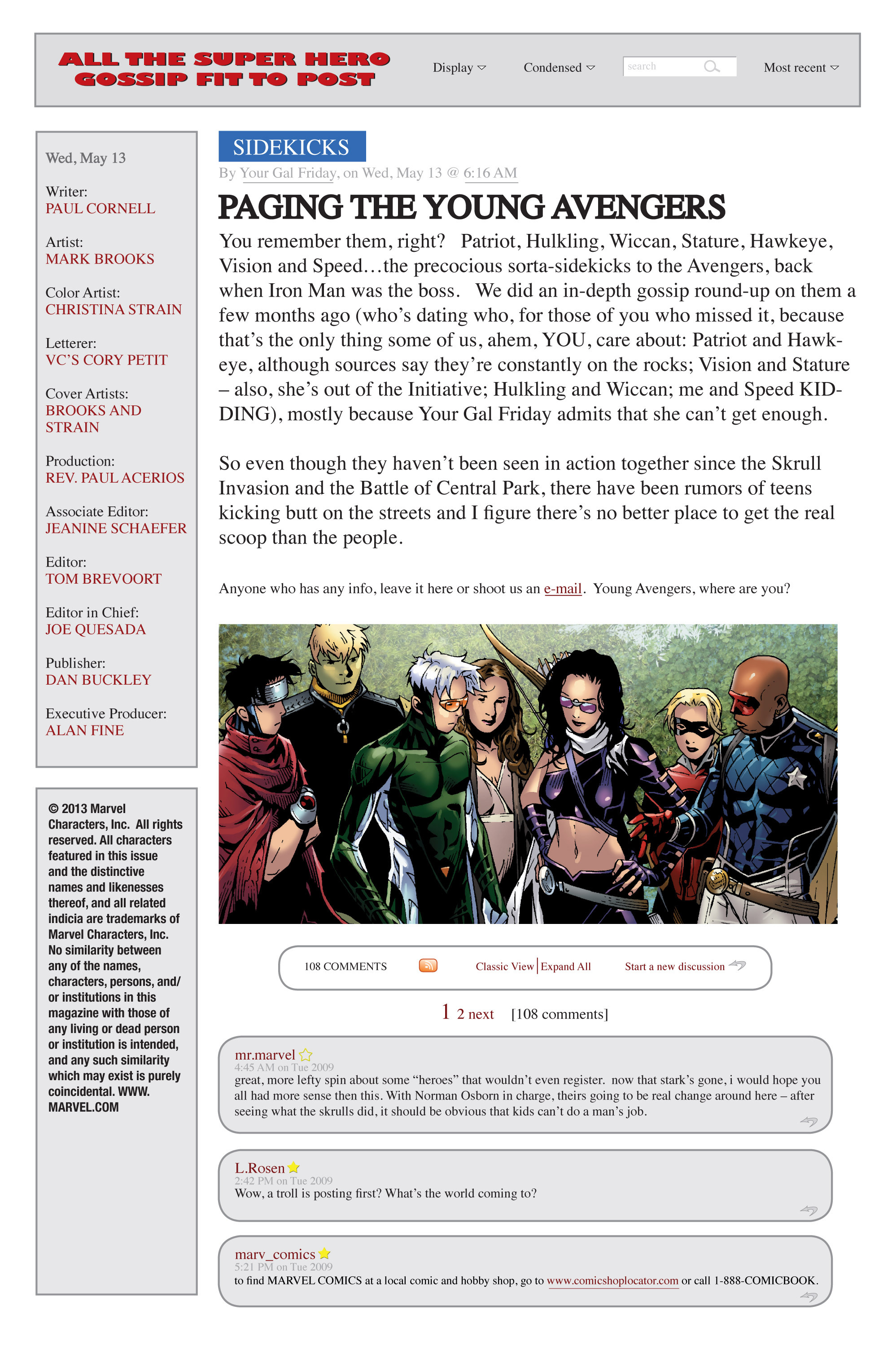 Read online Dark Reign: Young Avengers comic -  Issue #1 - 2