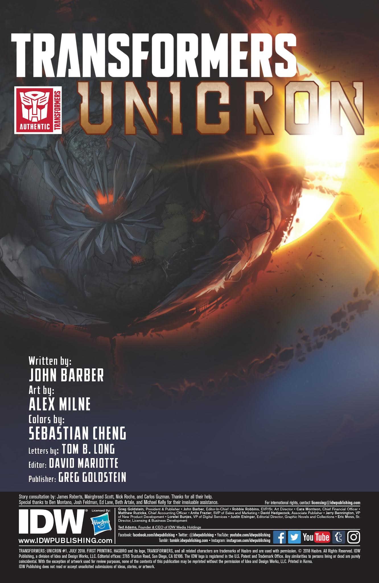 Read online Transformers: Unicron comic -  Issue #1 - 2