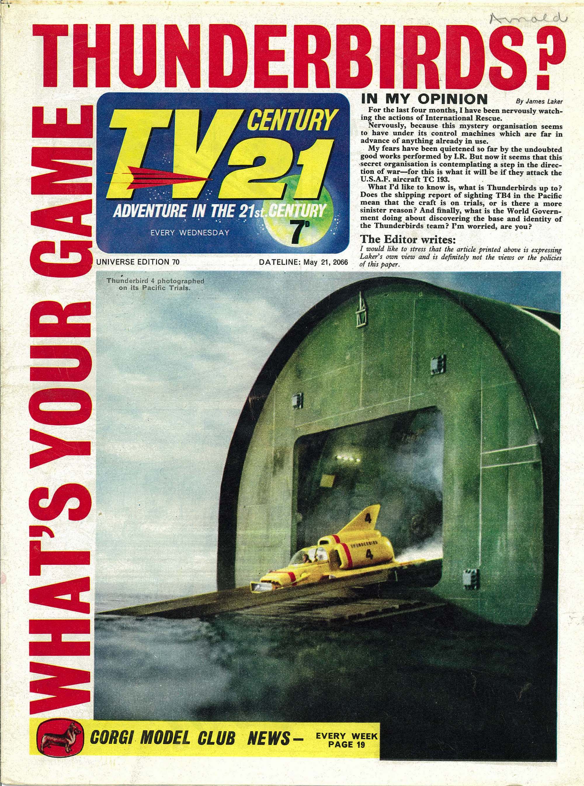 Read online TV Century 21 (TV 21) comic -  Issue #70 - 1