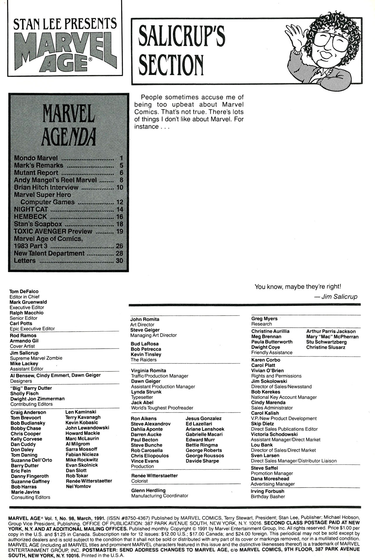 Read online Marvel Age comic -  Issue #98 - 2