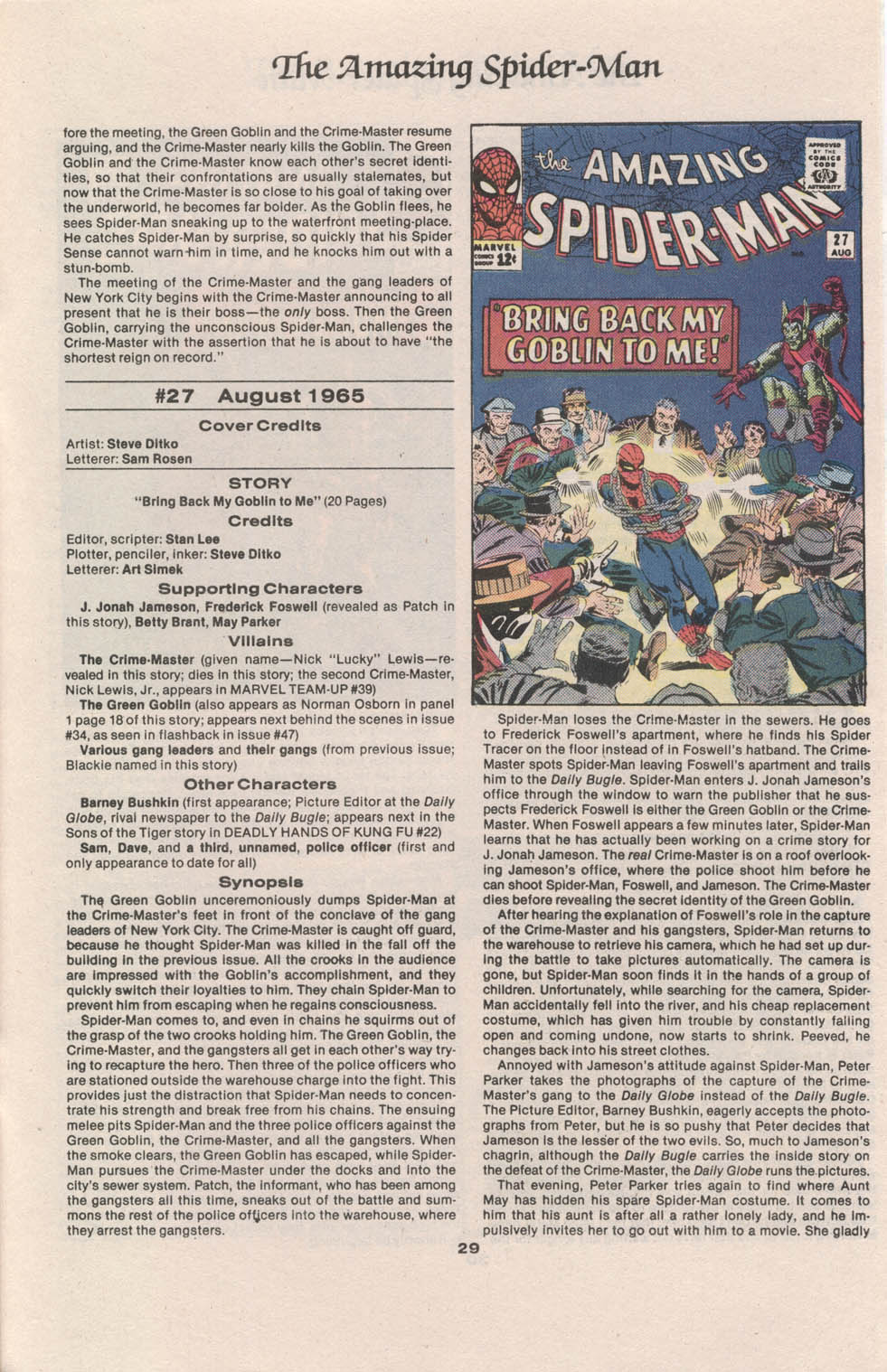 Read online The Official Marvel Index to The Amazing Spider-Man comic -  Issue #1 - 31
