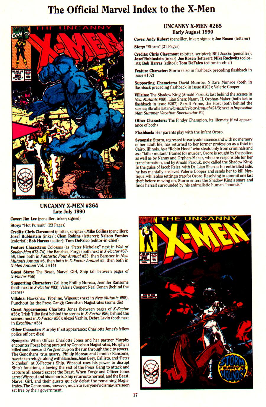 Read online The Official Marvel Index To The X-Men (1994) comic -  Issue #5 - 20