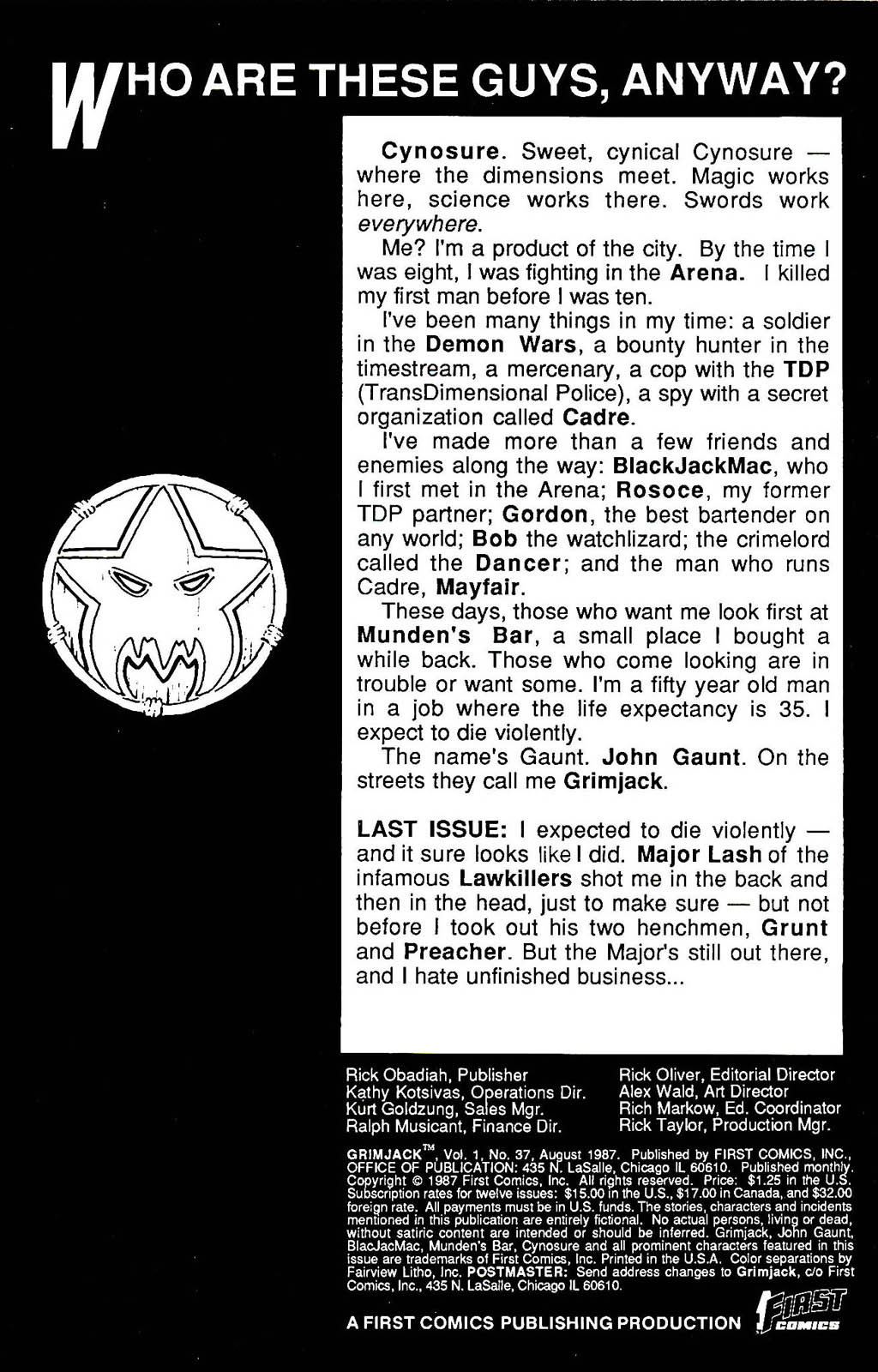 Read online Grimjack comic -  Issue #37 - 2