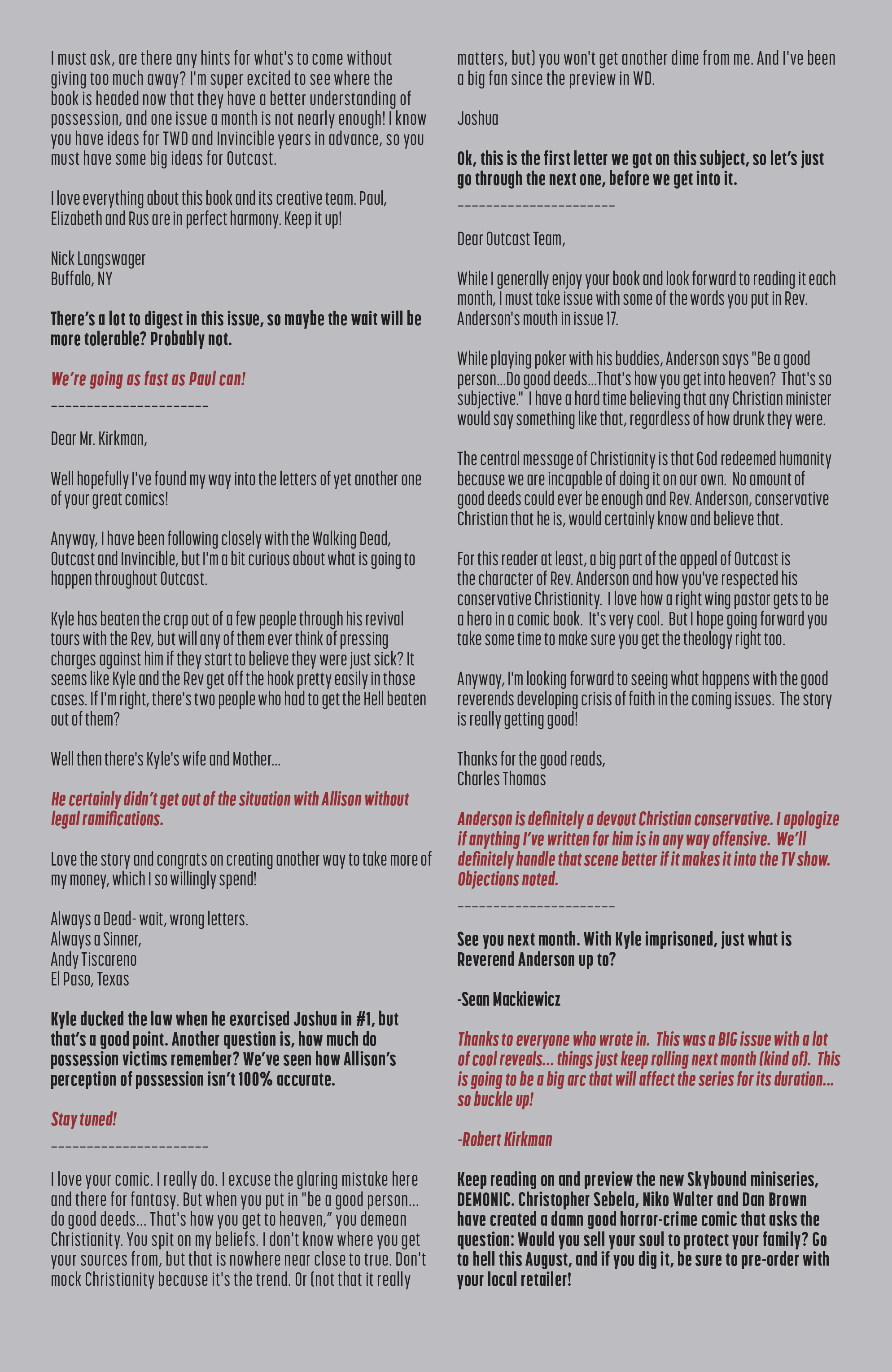 Read online Outcast by Kirkman & Azaceta comic -  Issue #19 - 24