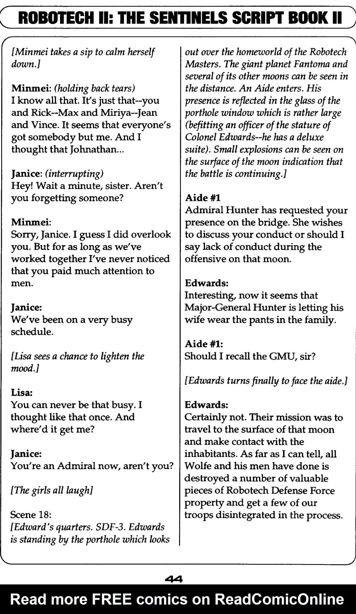 Read online Robotech II: The Sentinels comic -  Issue # _Script Book 2 - 44