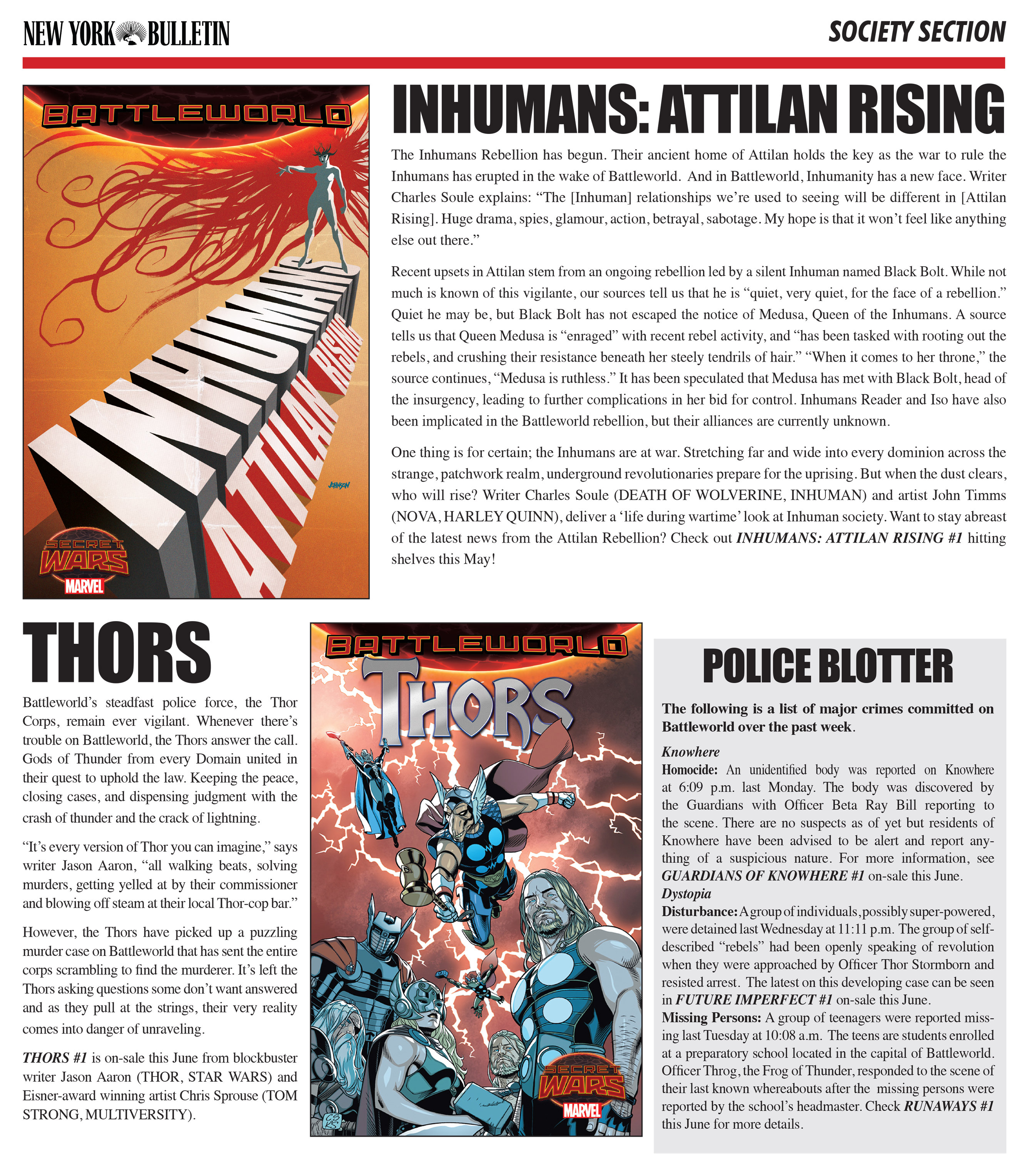 Read online Marvel's New York Bulletin Secret Wars Newspaper comic -  Issue # Full - 4
