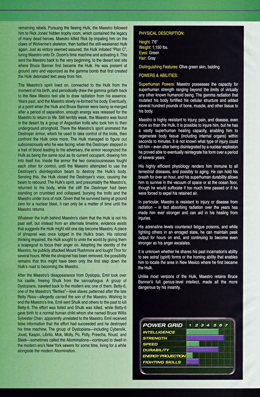 Read online The Official Handbook of the Marvel Universe: Hulk comic -  Issue # Full - 31