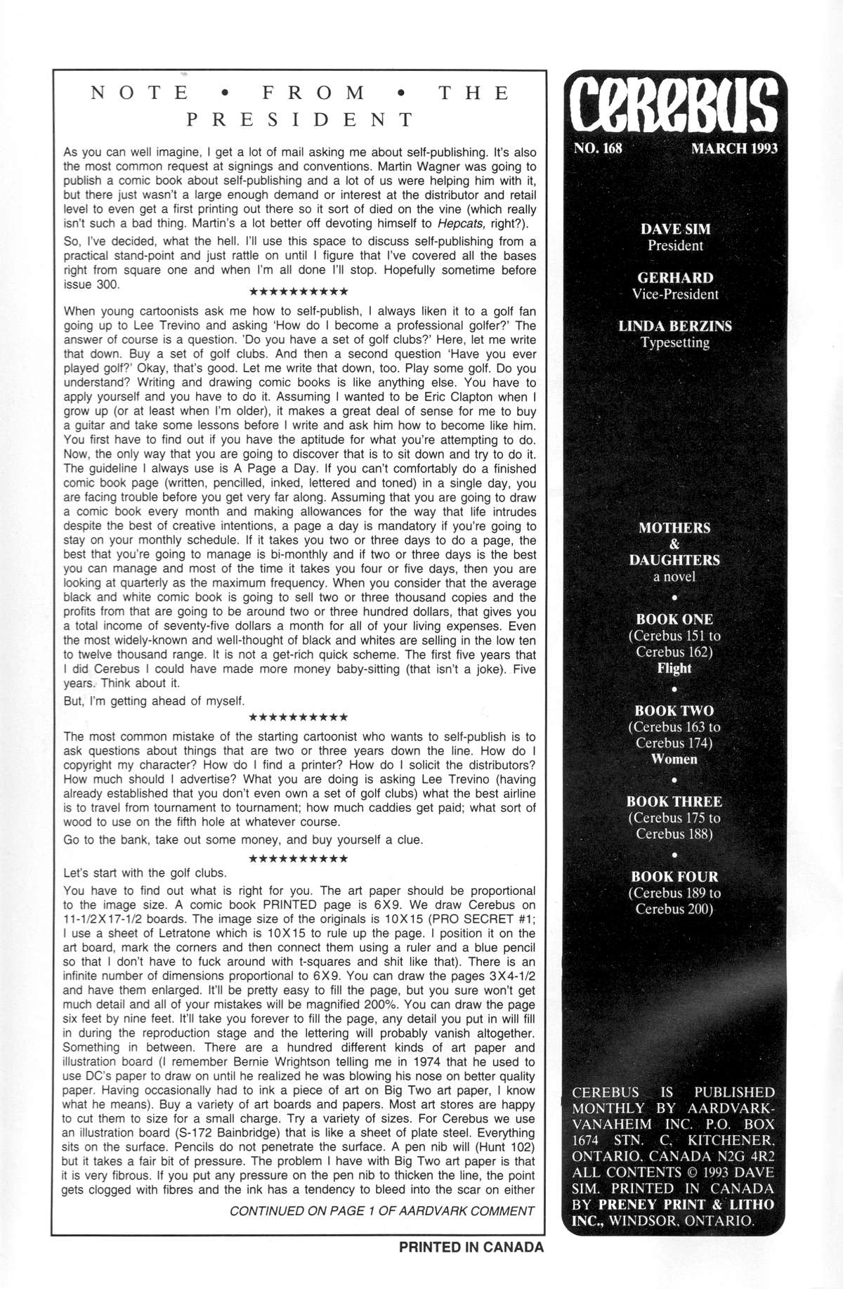 Cerebus Issue #168 #167 - English 2