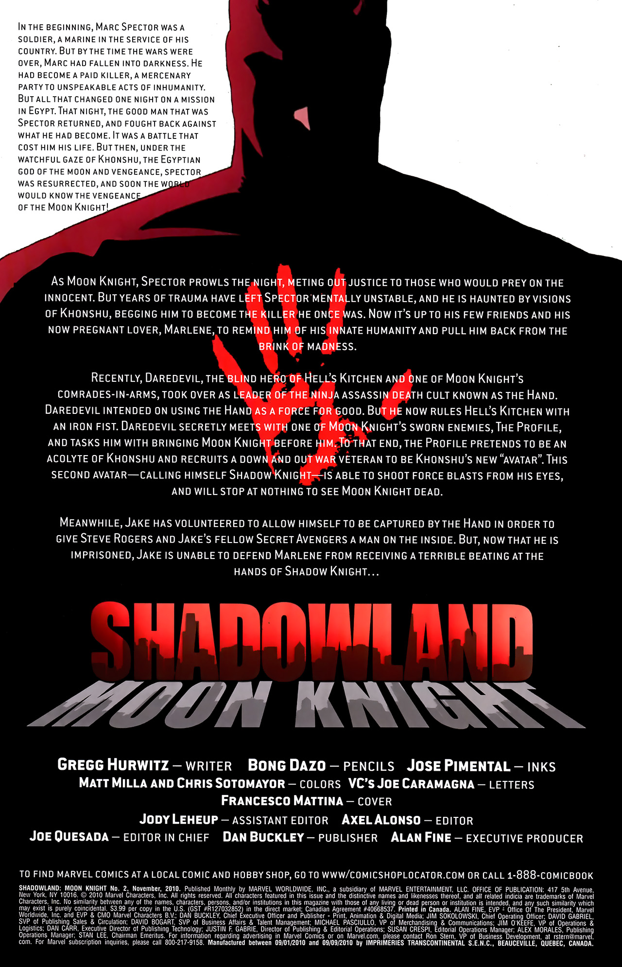 Read online Shadowland: Moon Knight comic -  Issue #2 - 2