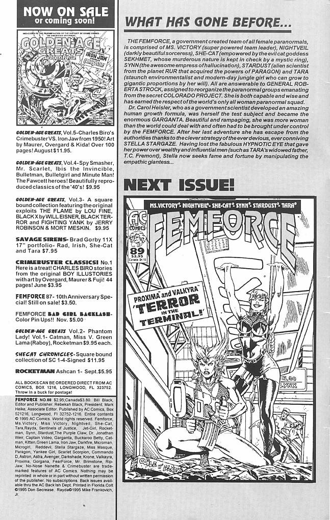 Read online Femforce comic -  Issue #88 - 2