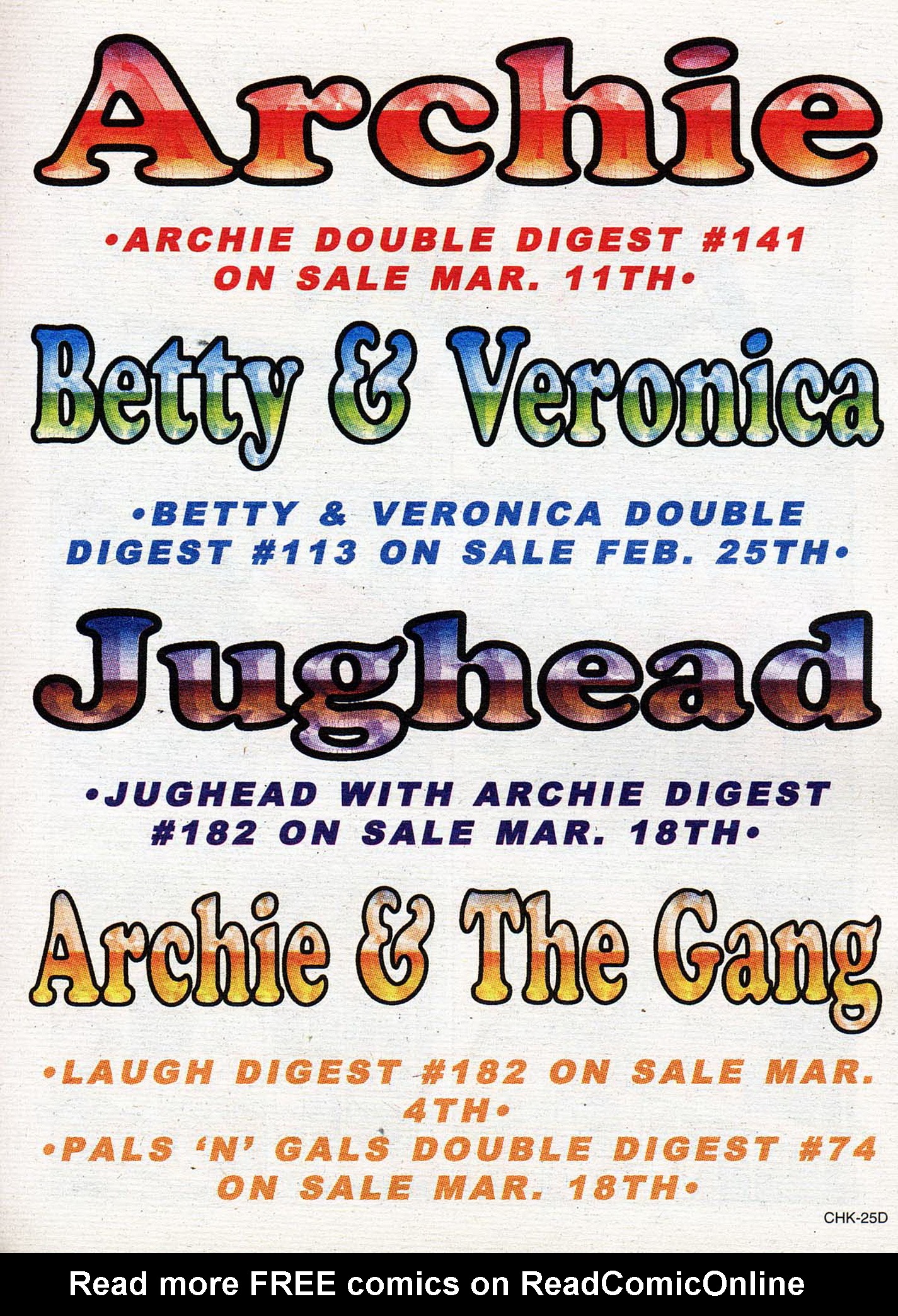 Read online Archie's Pals 'n' Gals Double Digest Magazine comic -  Issue #74 - 107
