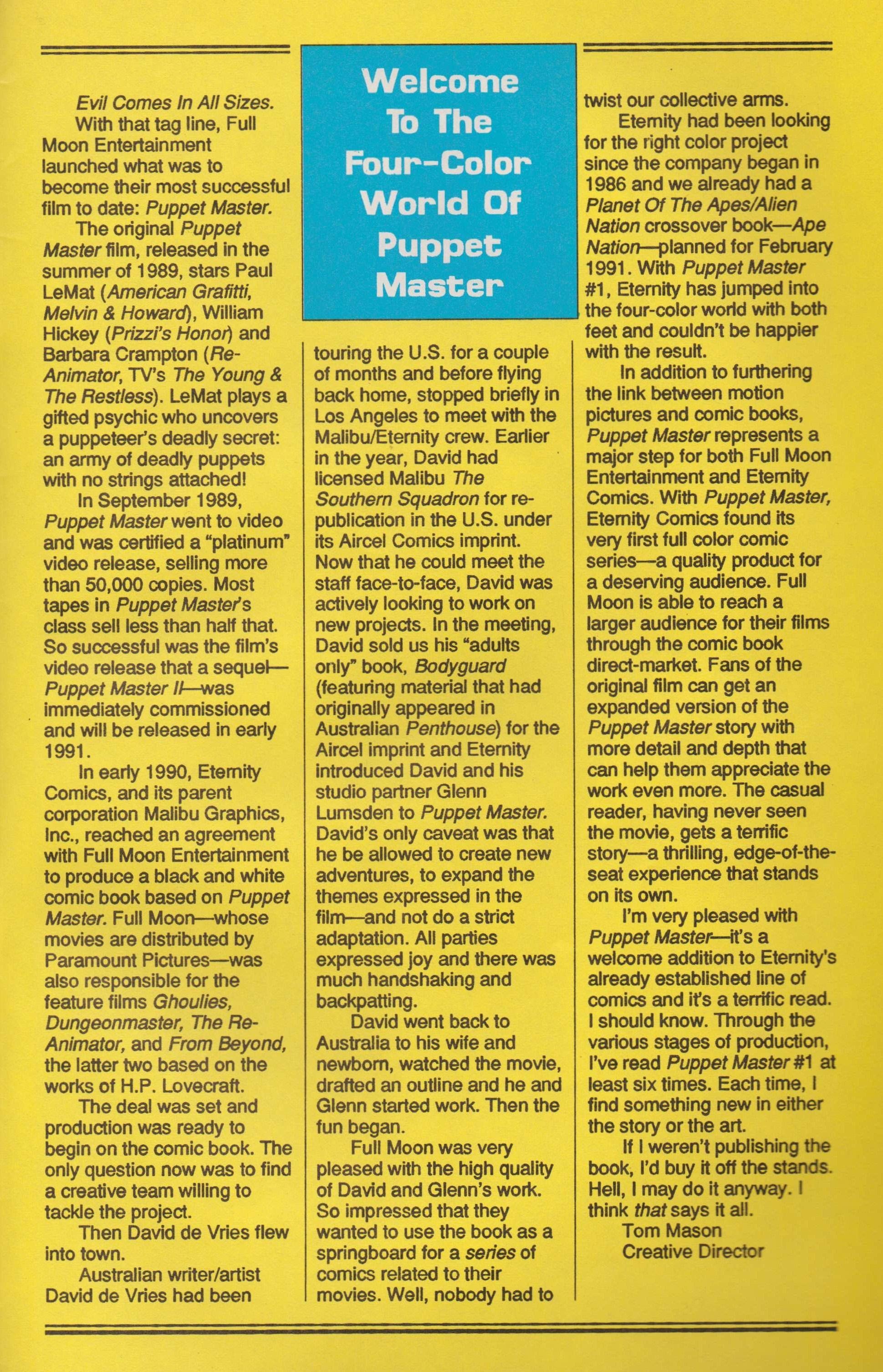 Read online Puppet Master (1990) comic -  Issue #1 - 30