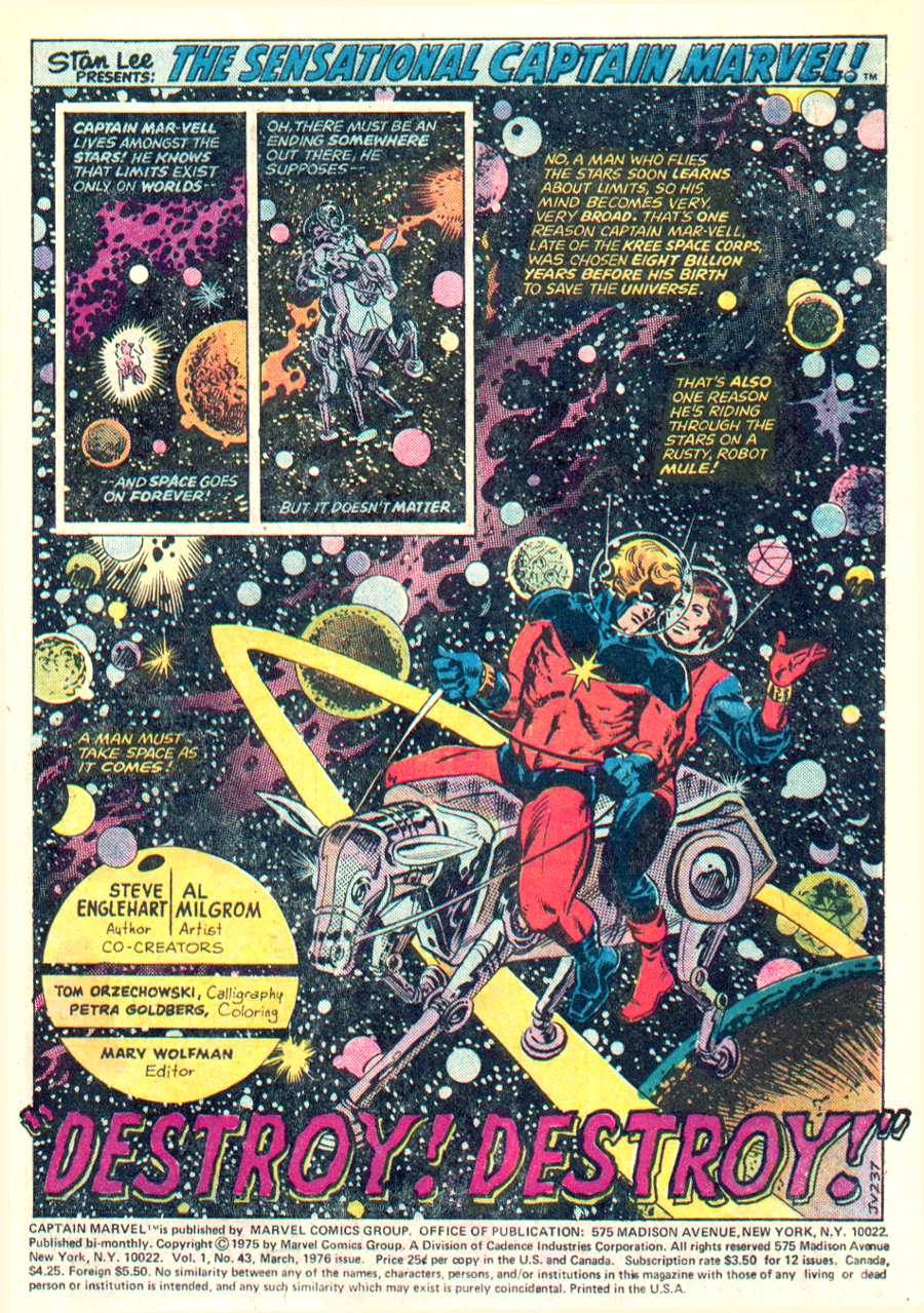 Read online Captain Marvel (1968) comic -  Issue #43 - 2