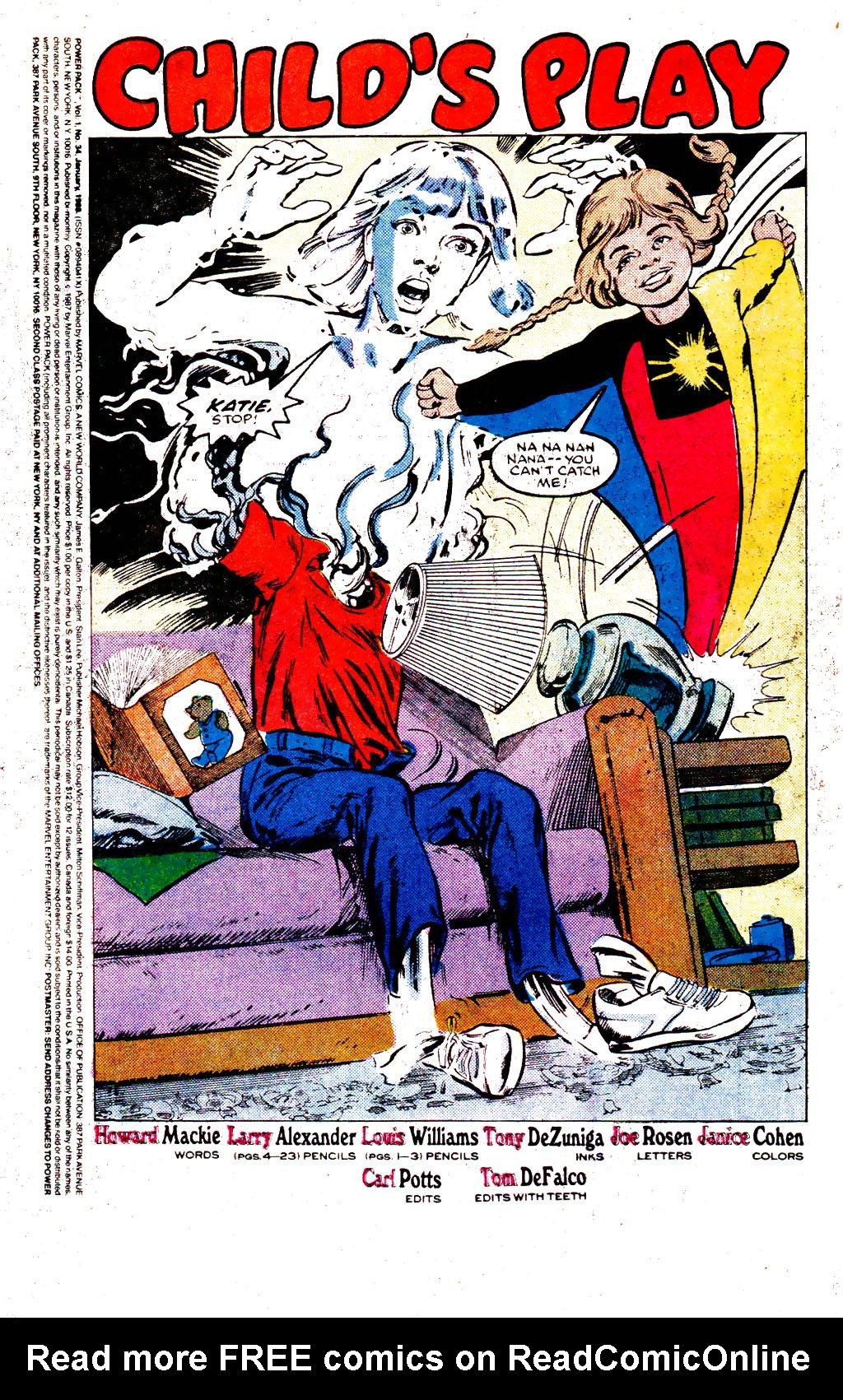 Read online Power Pack (1984) comic -  Issue #34 - 2