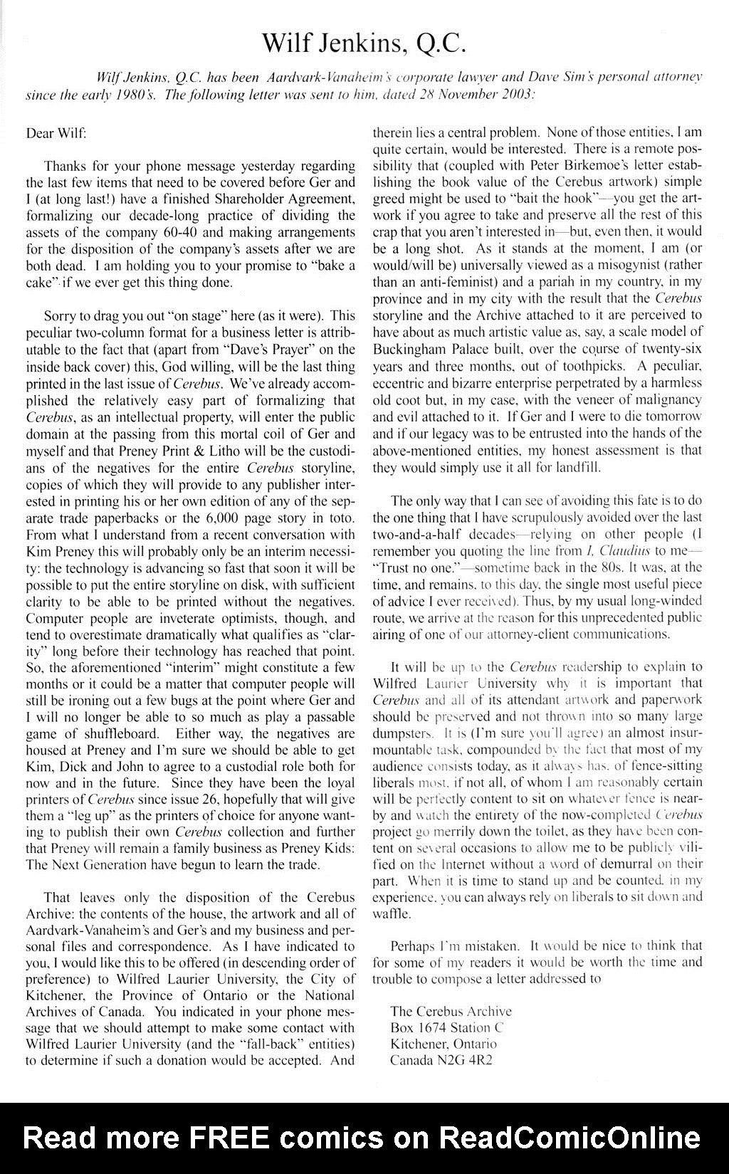 Read online Cerebus comic -  Issue #300 - 37