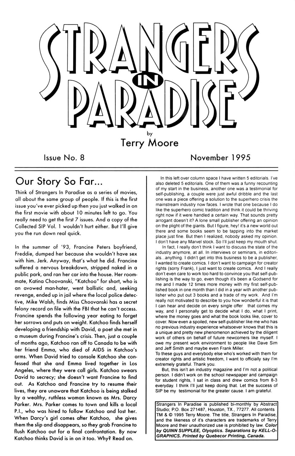 Read online Strangers in Paradise (1994) comic -  Issue #8 - 2