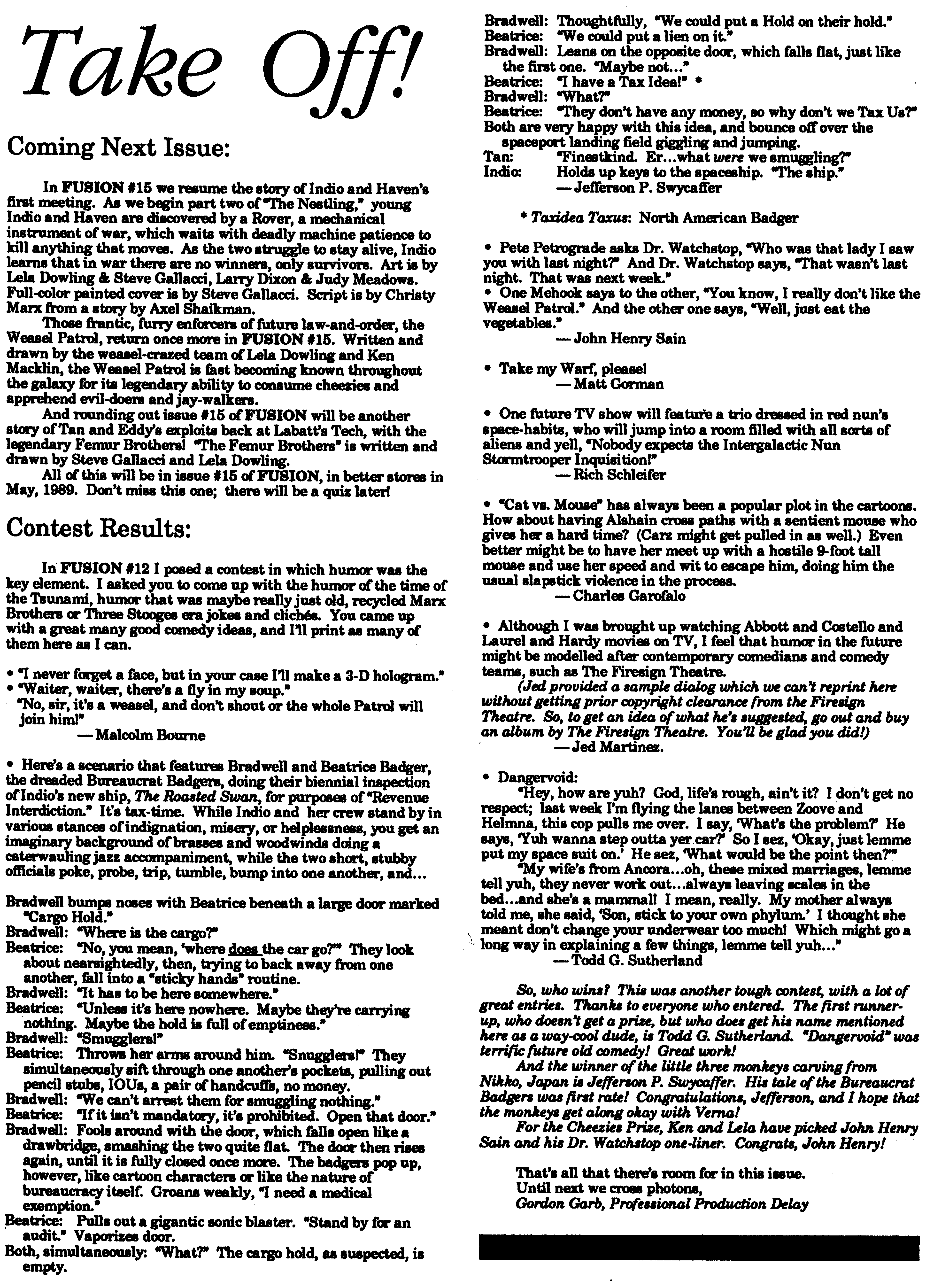 Read online Fusion (1987) comic -  Issue #14 - 28