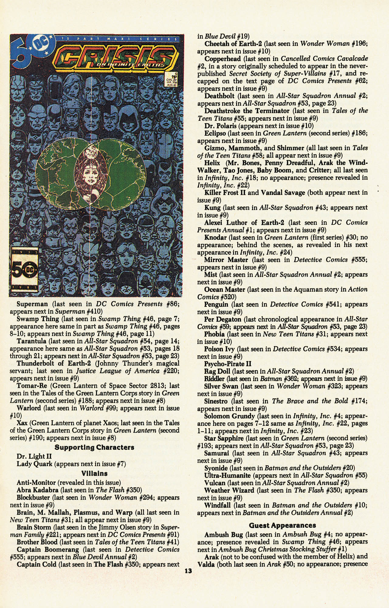 Read online The Official Crisis on Infinite Earths Index comic -  Issue # Full - 15