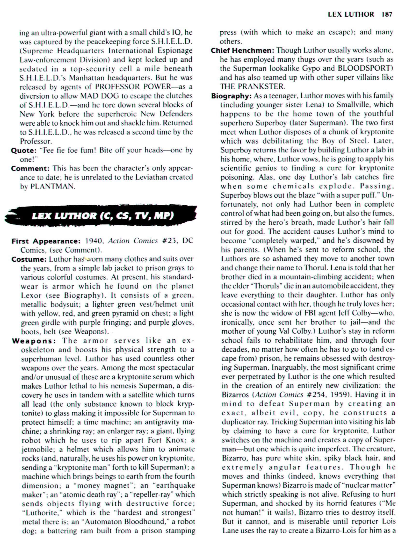 Read online The Encyclopedia of Super Villains comic -  Issue # TPB (Part 1) - 213