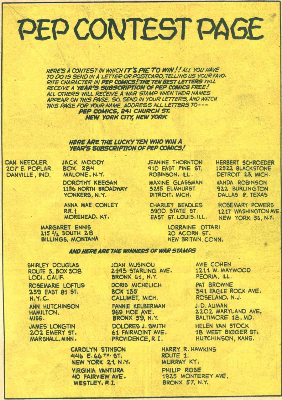 Read online Pep Comics comic -  Issue #58 - 23