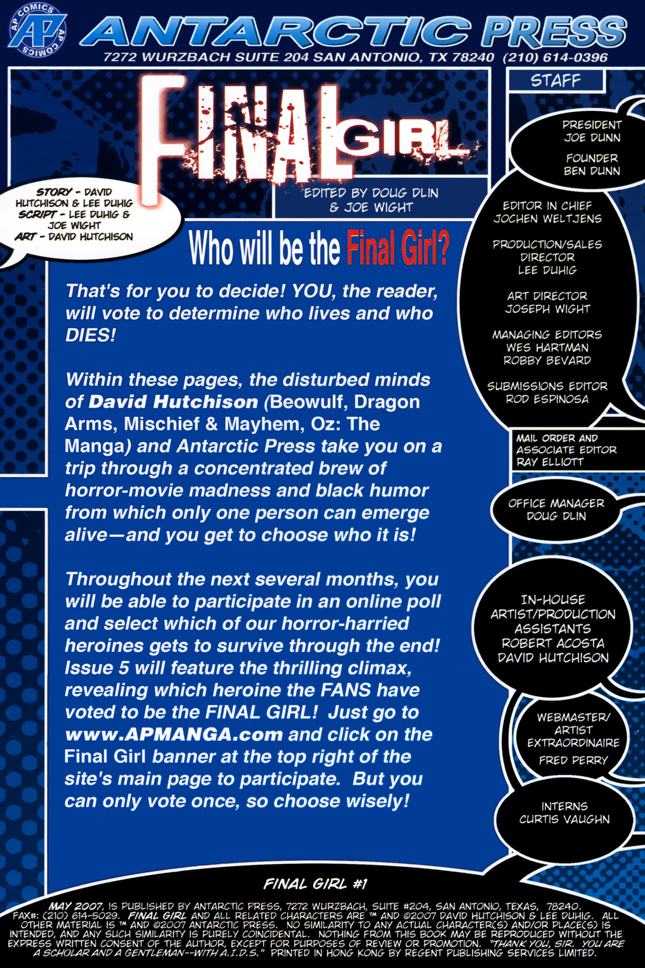 Read online Final Girl comic -  Issue #1 - 2