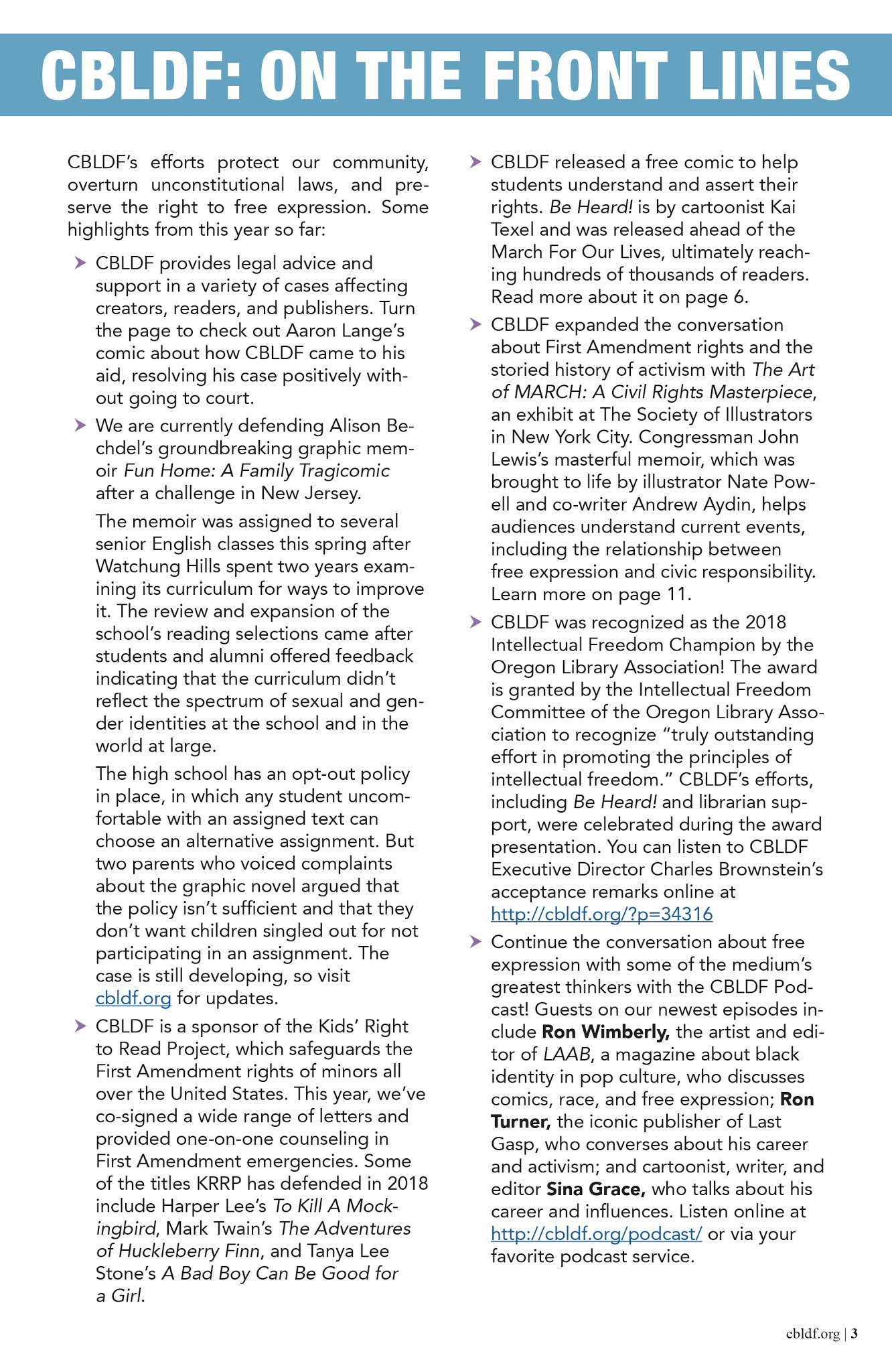 Read online Comic Book Legal Defense Fund Summer Update 2018 comic -  Issue # Full - 3