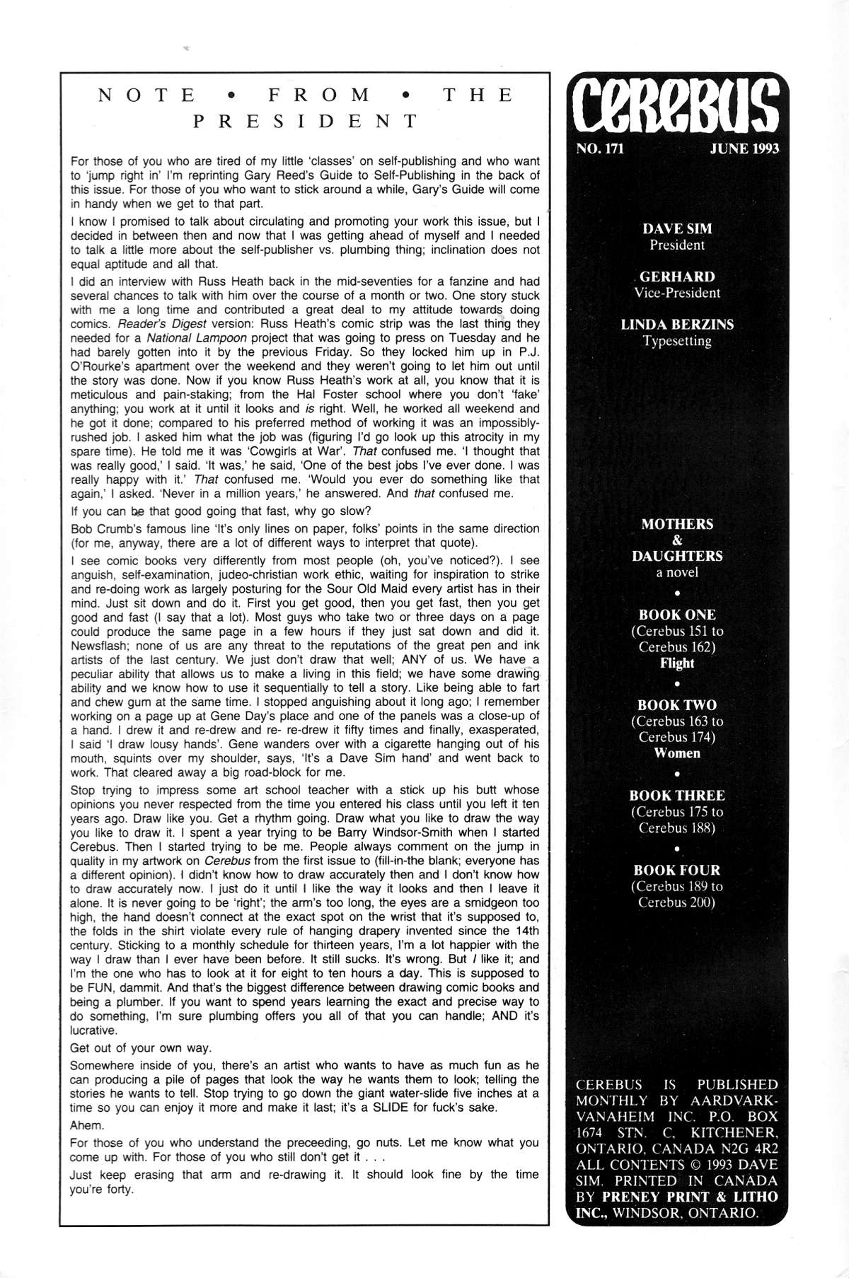 Cerebus Issue #171 #170 - English 2