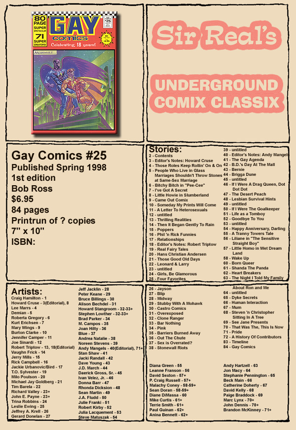 Read online Gay Comix (Gay Comics) comic -  Issue #25 - 1