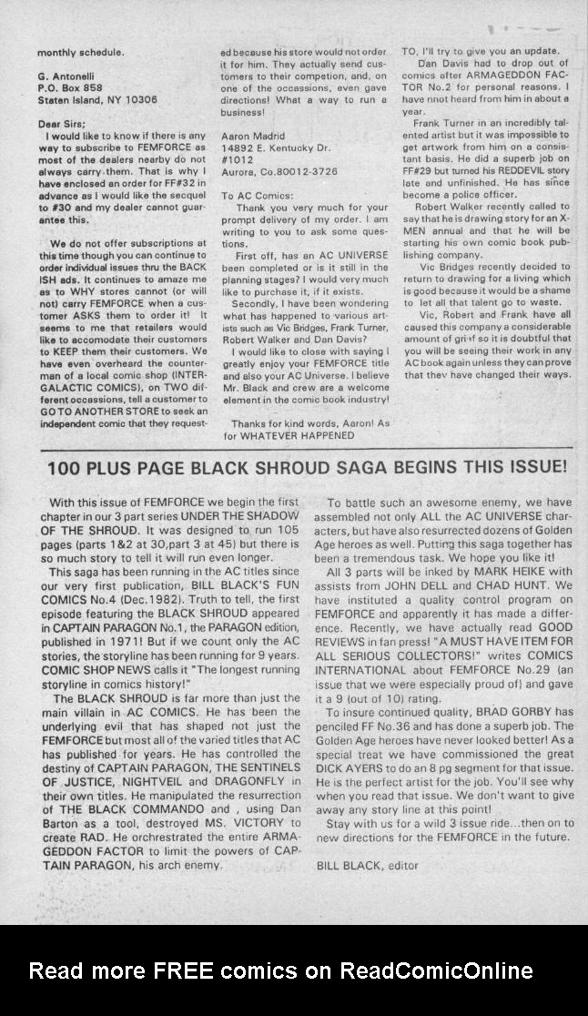 Read online Femforce comic -  Issue #34 - 34