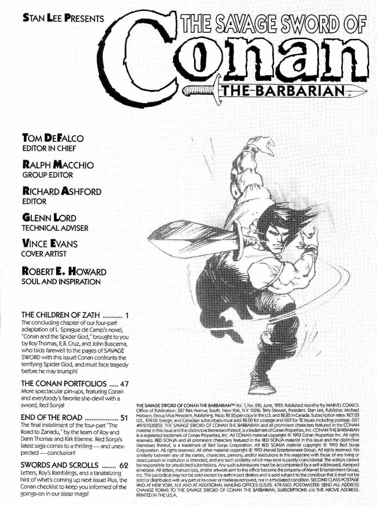 Read online The Savage Sword Of Conan comic -  Issue #210 - 2