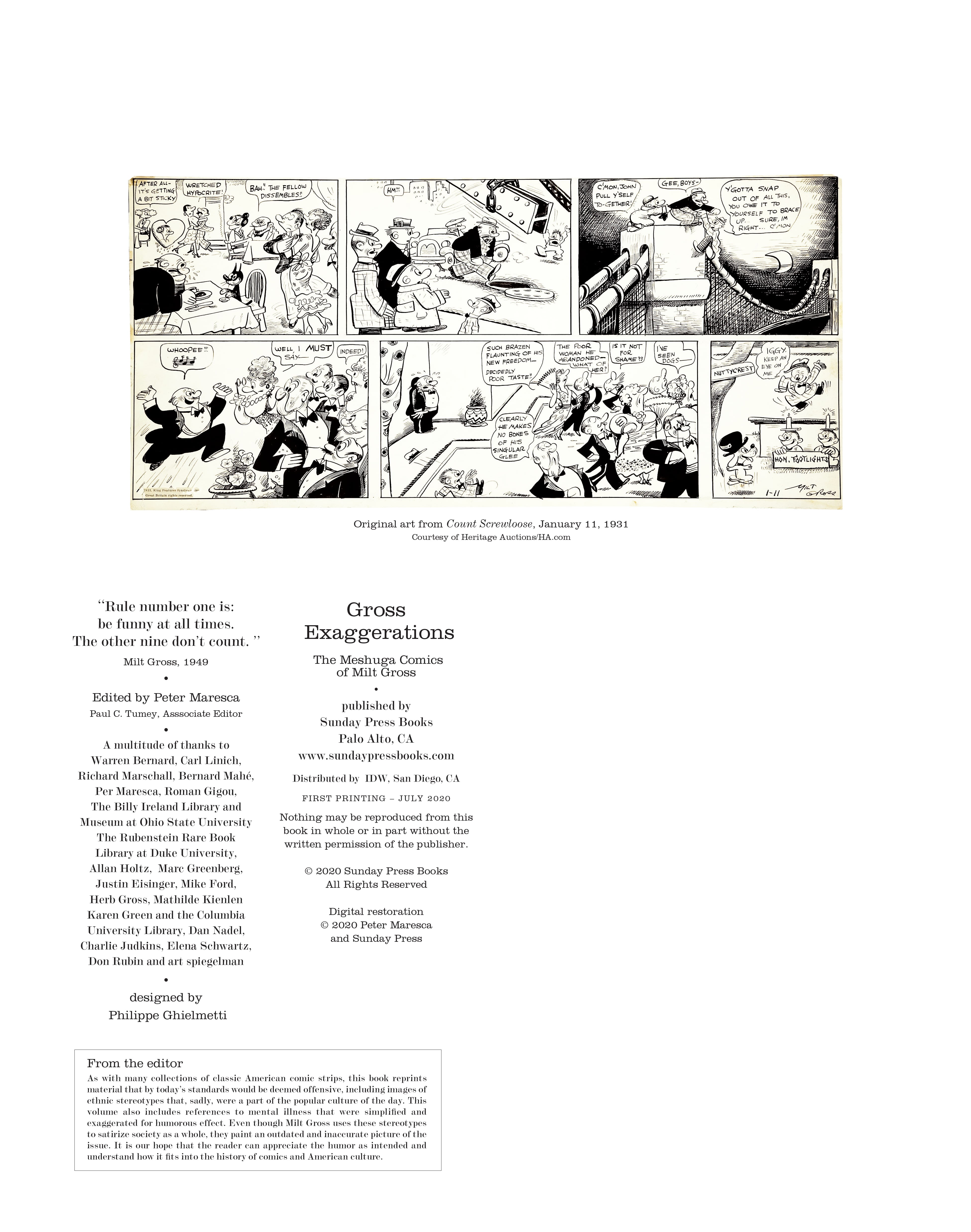 Read online Gross Exaggerations: The Meshuga Comic Strips of Milt Gross comic -  Issue # TPB - 144