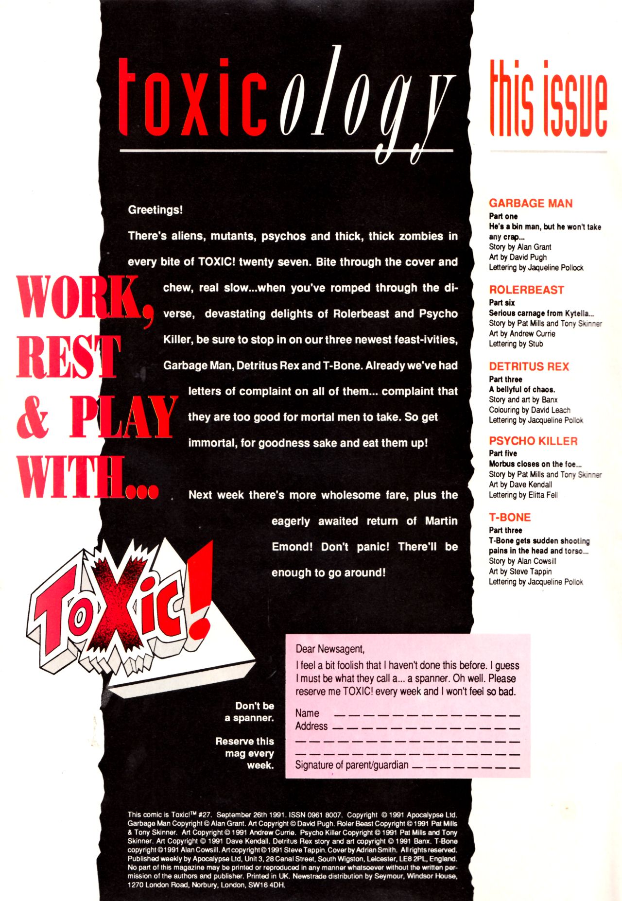 Read online Toxic! comic -  Issue #27 - 2