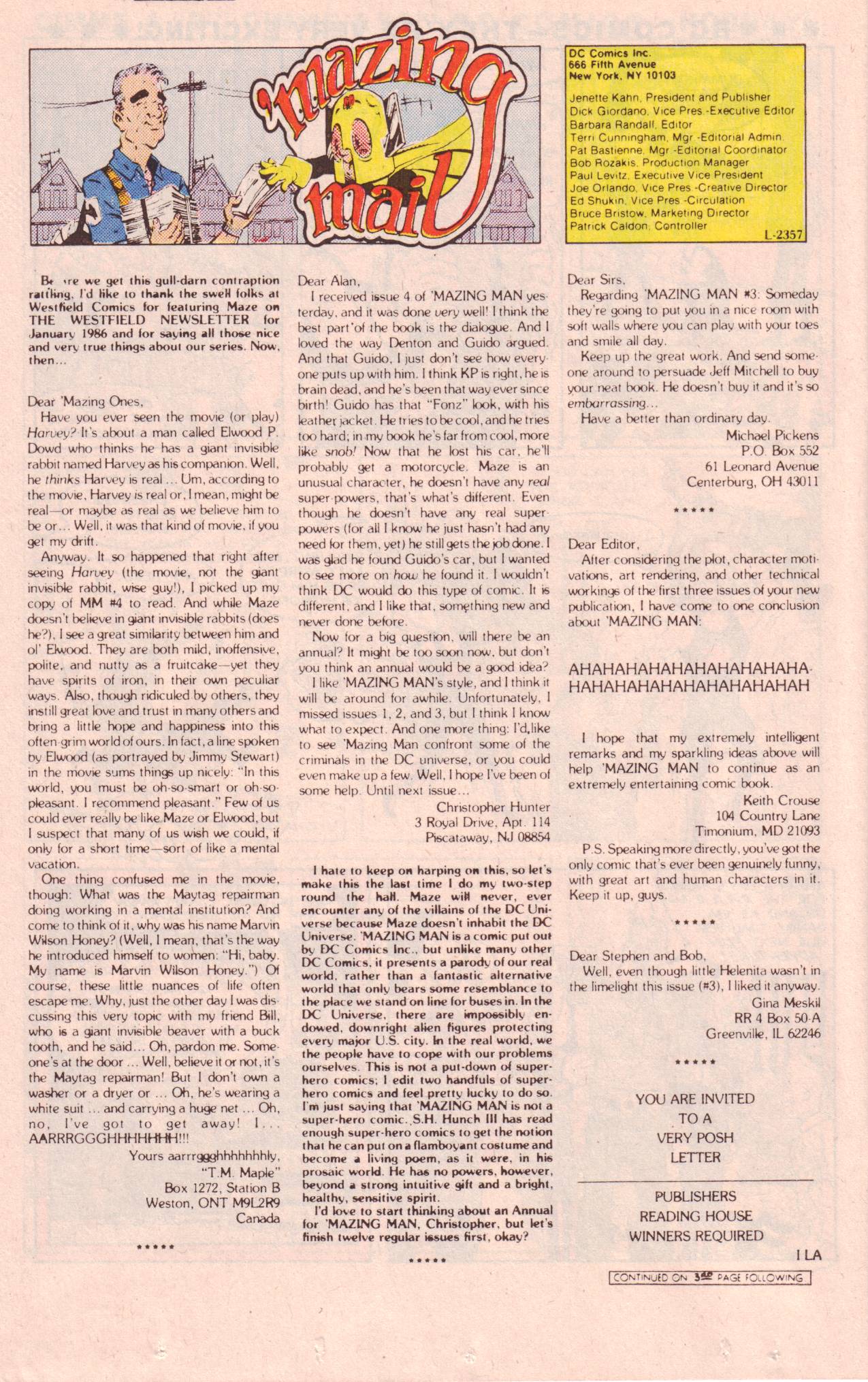 Read online 'Mazing Man comic -  Issue #8 - 17