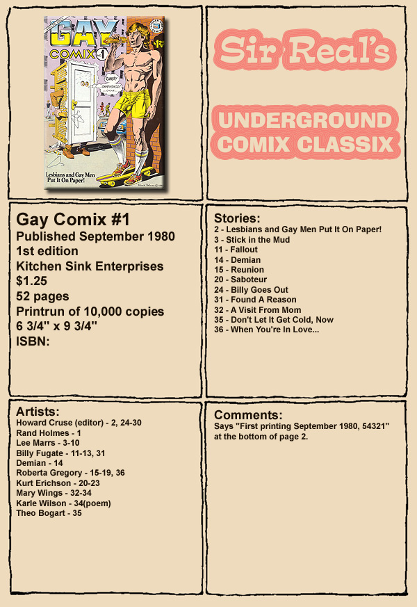 Read online Gay Comix (Gay Comics) comic -  Issue #1 - 1