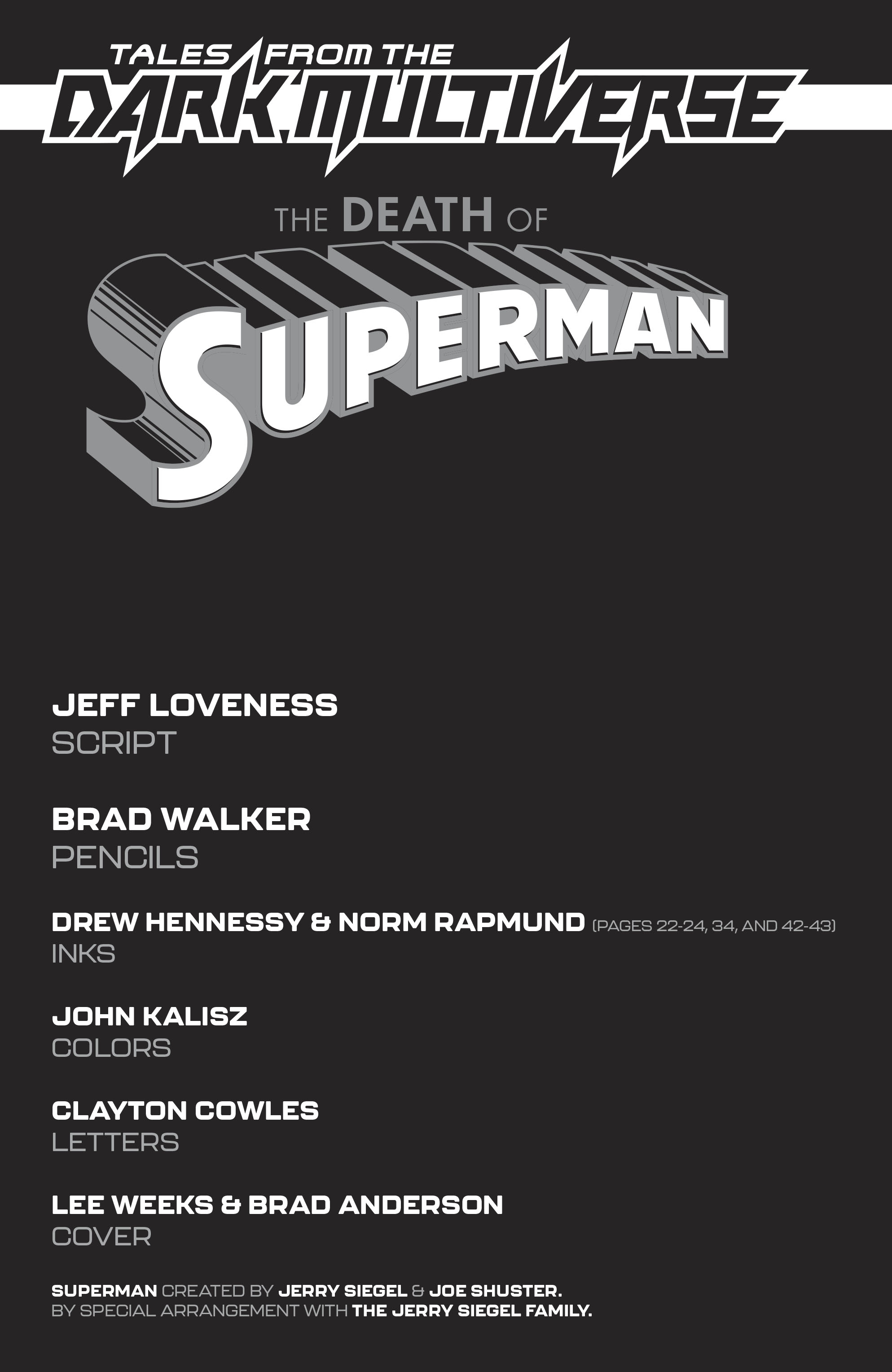 tales from the dark multiverse the death of superman