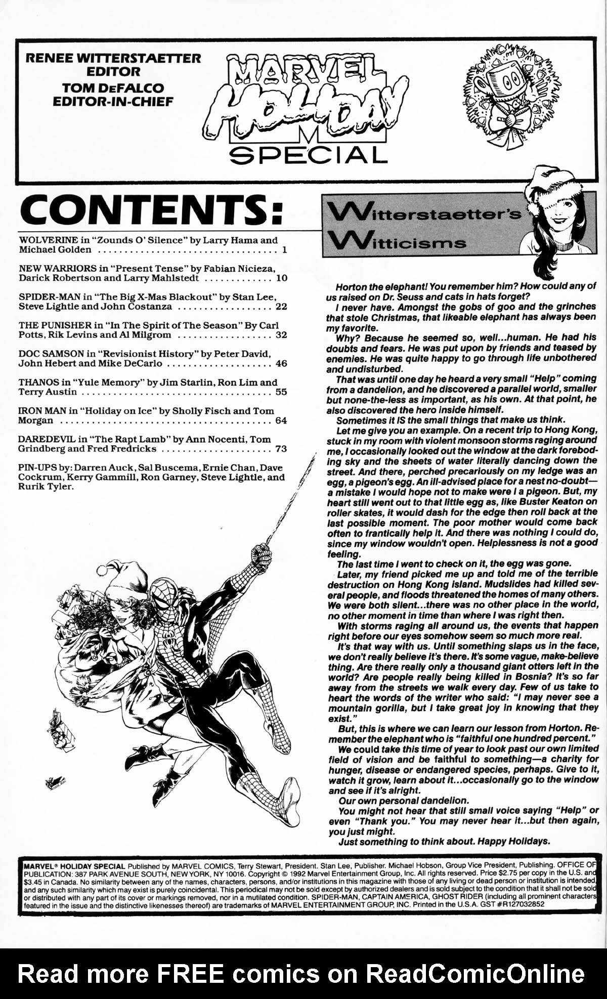 Read online Marvel Holiday Special (1991) comic -  Issue #1992 - 2