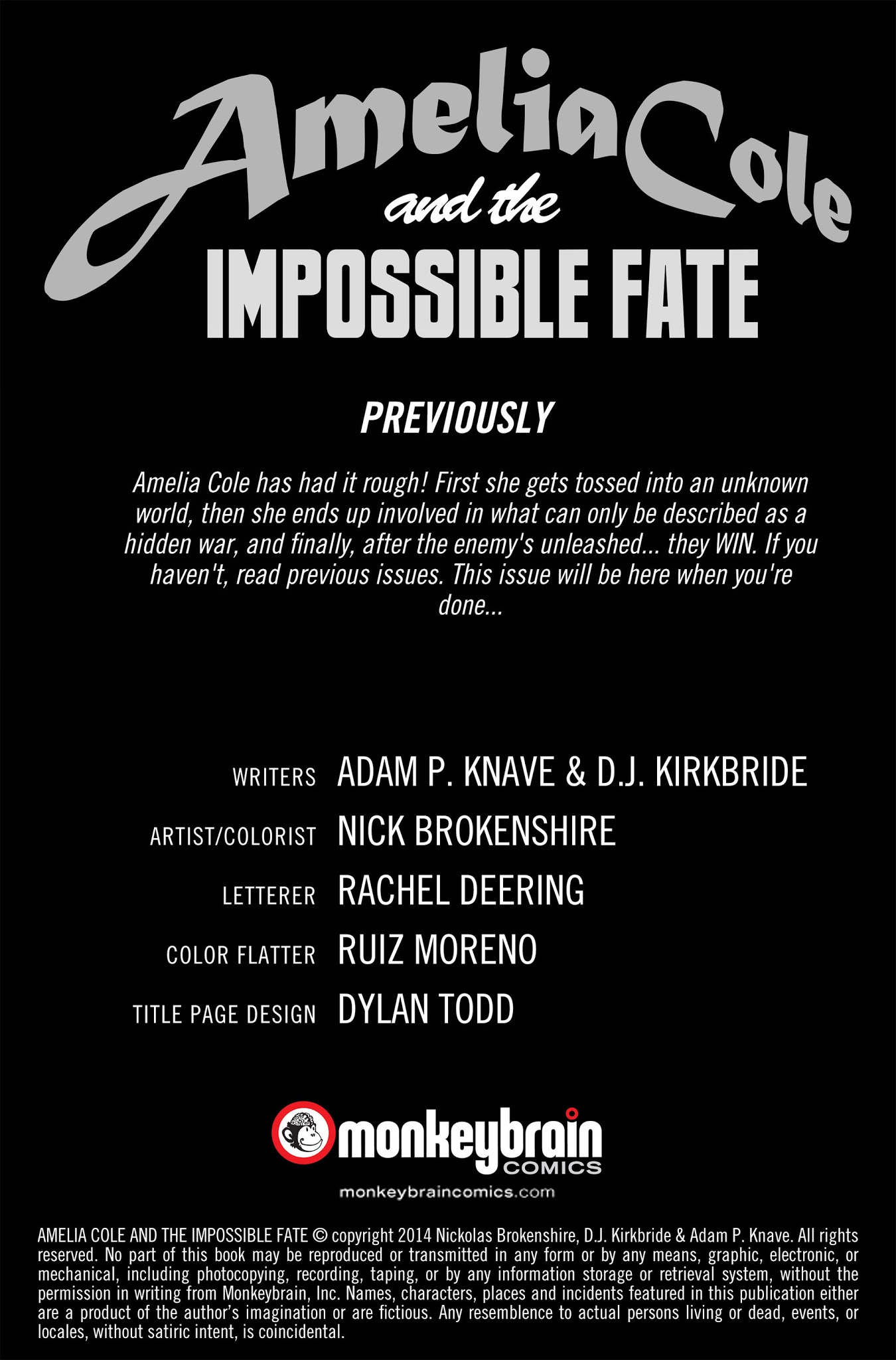 Read online Amelia Cole and the Impossible Fate comic -  Issue #1 - 2