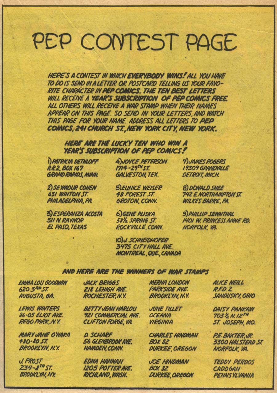 Read online Pep Comics comic -  Issue #52 - 25